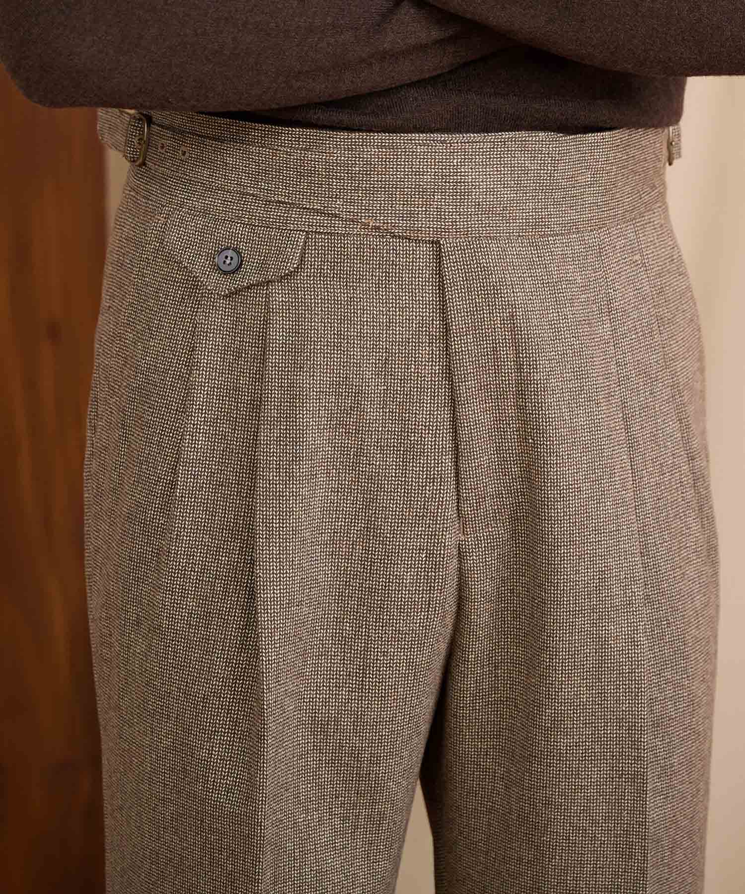 【NEW ITEM】レギュラーフィット 1つボタン ラップウエスト サイズ調整可能 ウール ハイウエスト コインポケット クリース クラシック シワになりにくい ダブル トラウザー パンツ スラックス ズボン