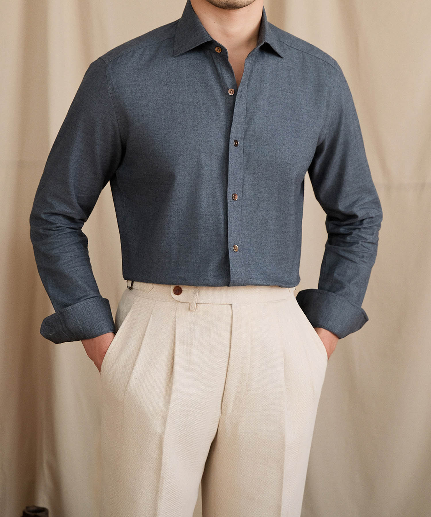 【NEW ITEM】スリムフィット 綿 天然素材 着心地抜群 シワになりにくい 機能美 ロングスリーブ シャツ