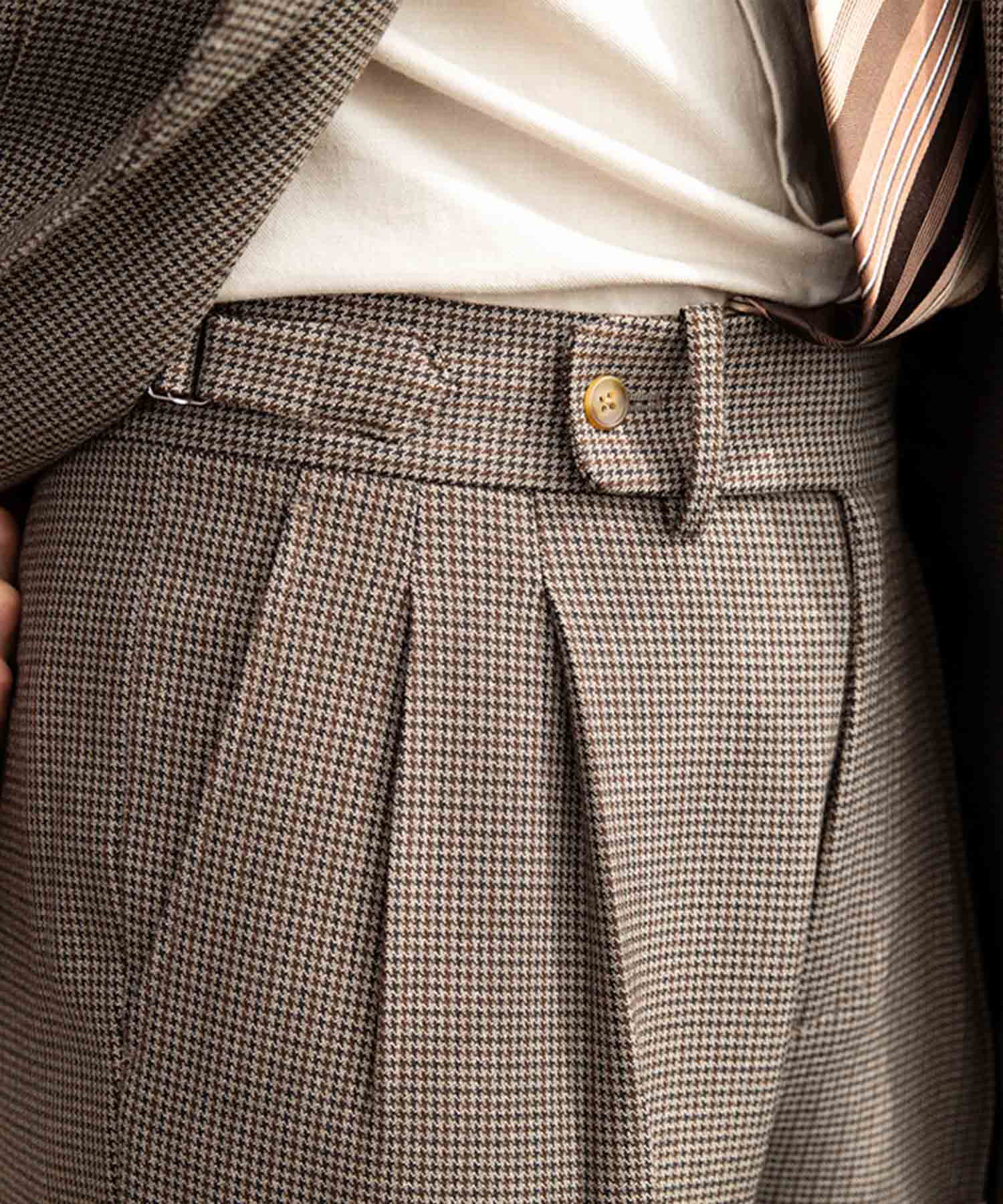 【ドラマ着用】スリムフィット ダブルブレスト 6つボタン 千鳥格子 綿 フラップポケット 胸ポケット 機能性抜群 シワになりにくい ピークドラペル エレガント テーラード セットアップ