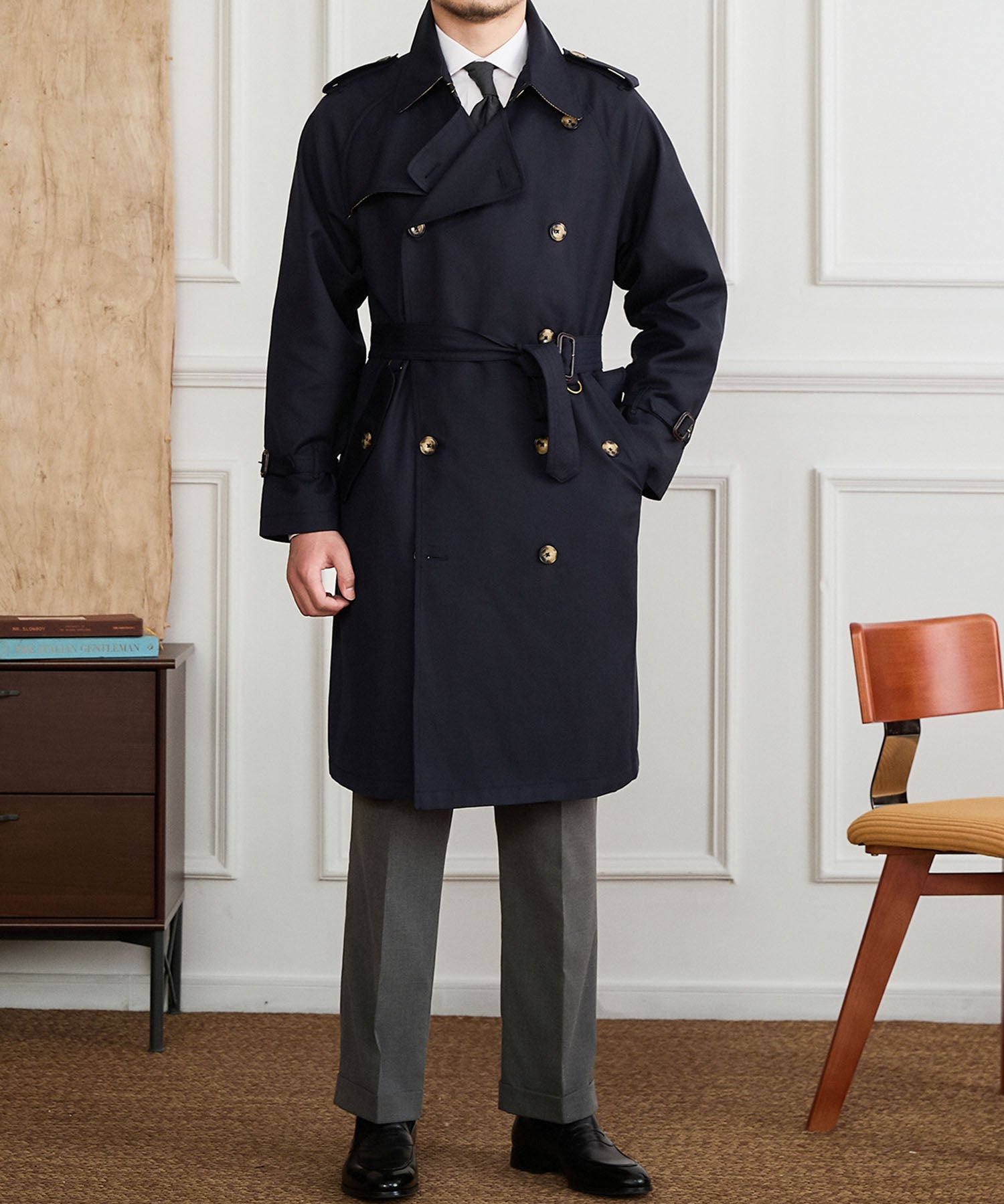 【NEW ITEM】レギュラーフィット えポーレット ガンフラップ コットンギャバジン スラッシュポケット 機能性抜群 防寒 シワになりにくい トレンチ コート