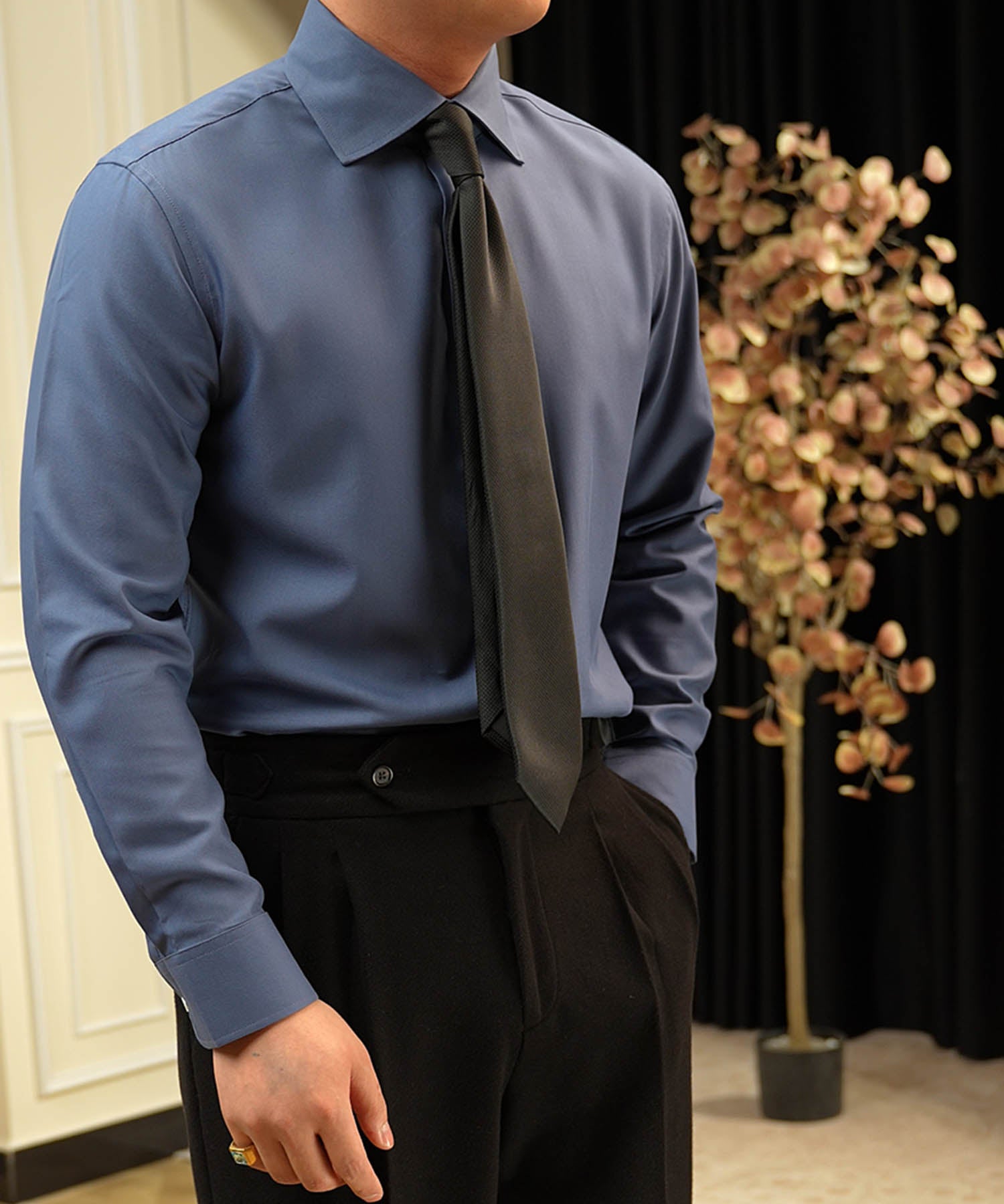 スリムフィット 無地 機能性抜群 シワになりにくい 清潔感 ロングスリーブ ドレス シャツ