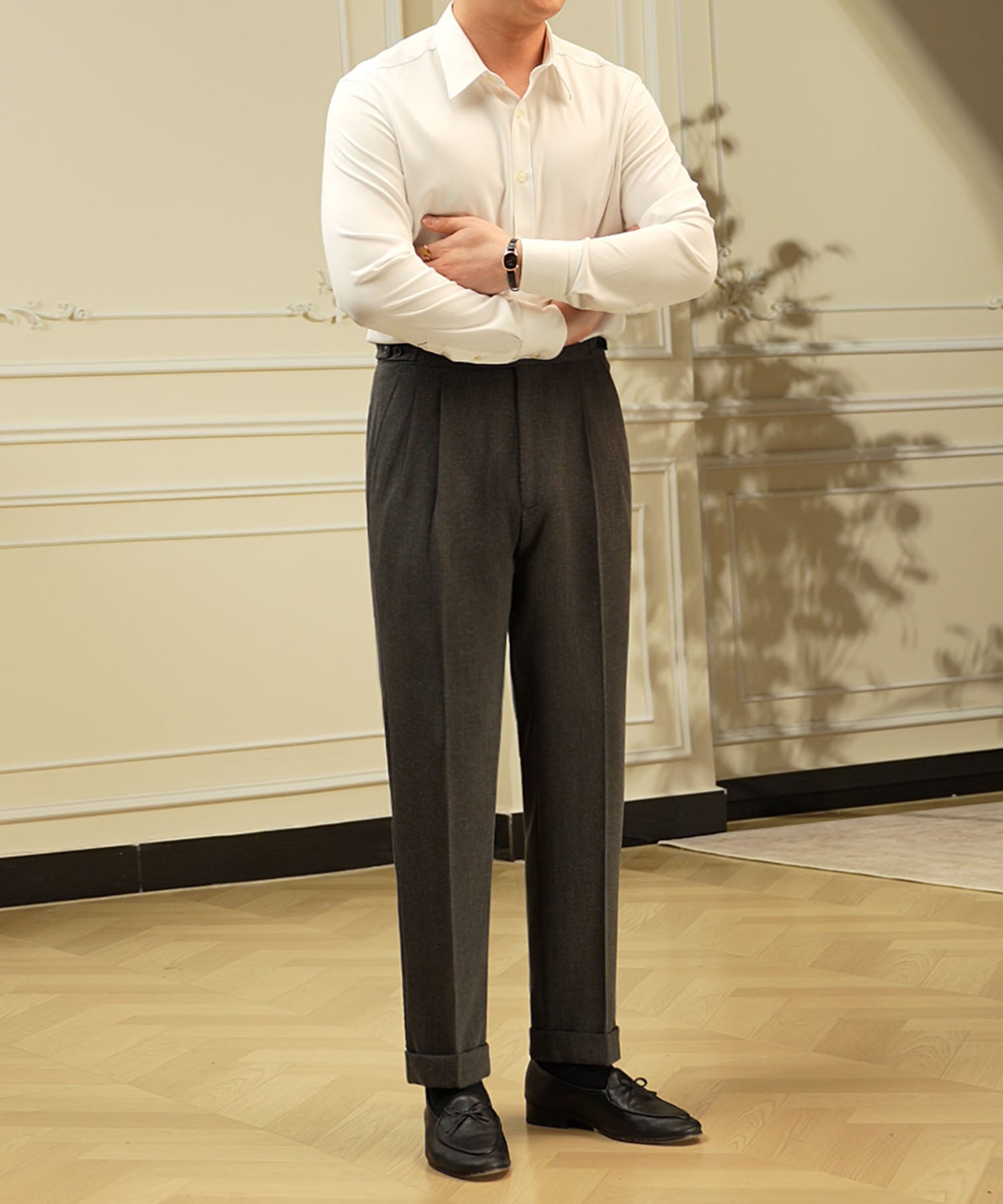 【NEW ITEM】スリムフィット 無地 機能性抜群 シワになりにくい 清潔感 ロングスリーブ ミニマル エレガンス シャツ