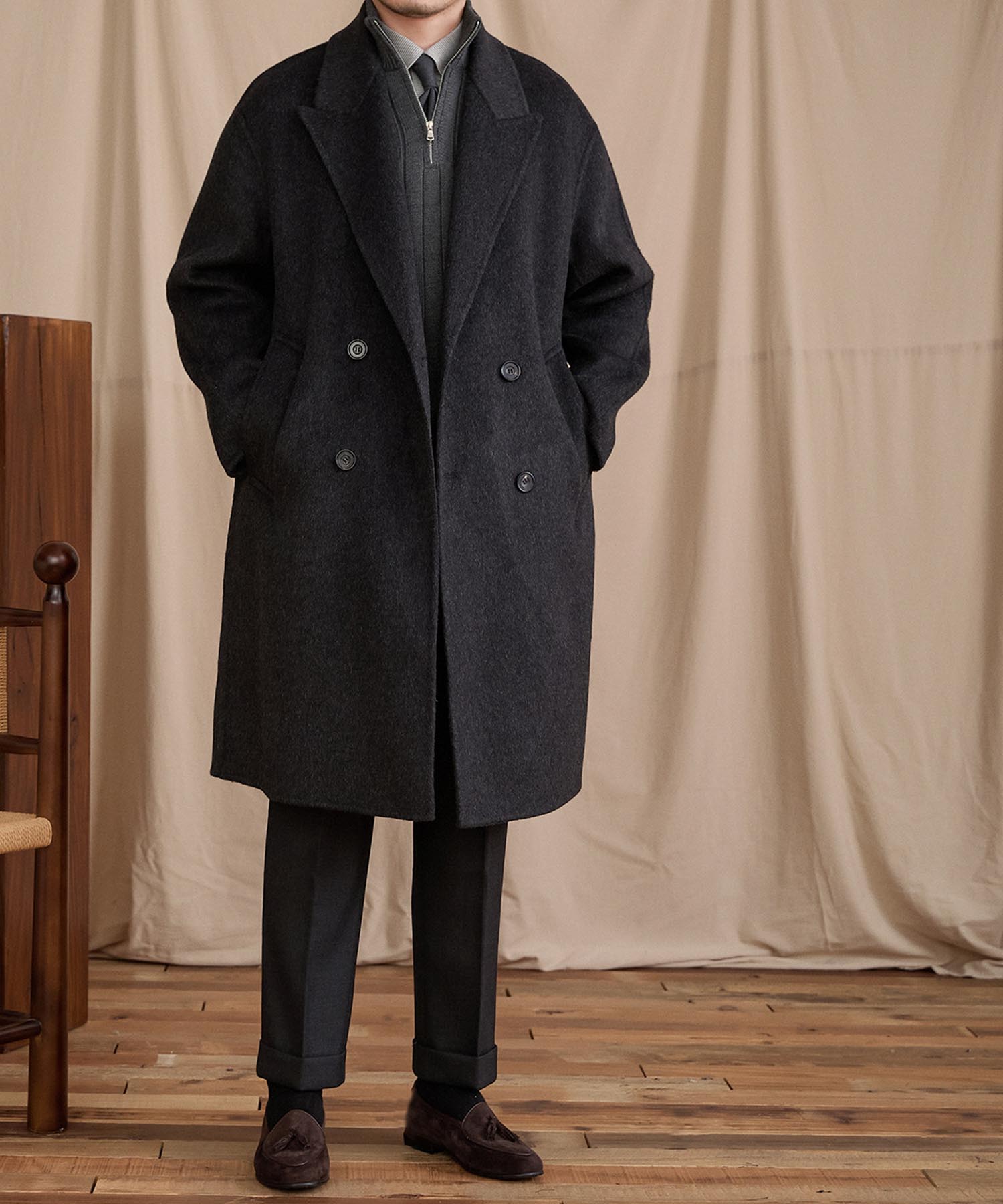 COMING SOON】レギュラーフィット ダブルブレスト 4つボタン ウール