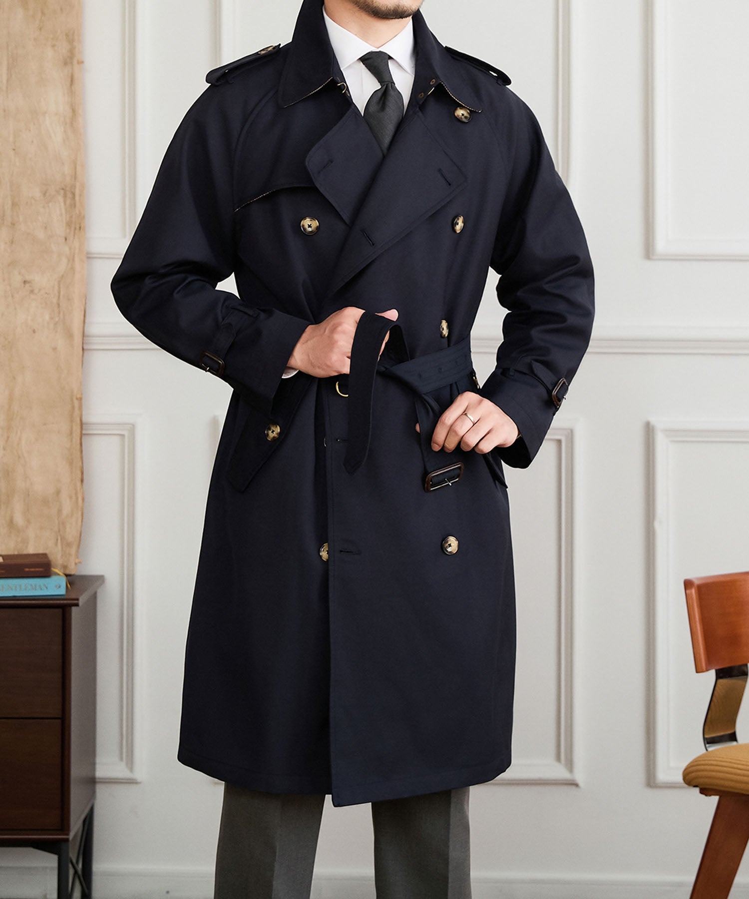 【NEW ITEM】レギュラーフィット えポーレット ガンフラップ コットンギャバジン スラッシュポケット 機能性抜群 防寒 シワになりにくい トレンチ コート