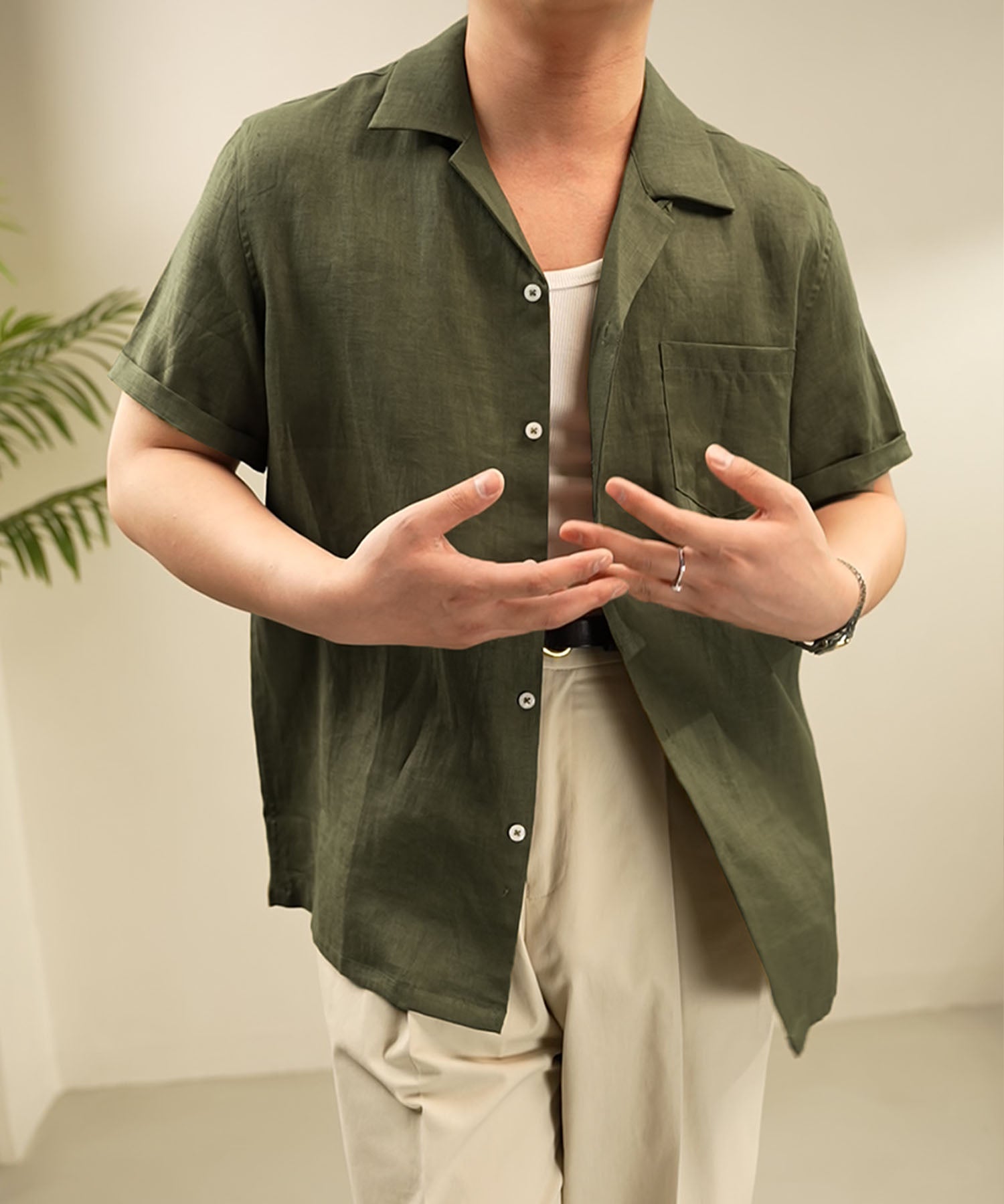 【NEW ITEM】スリムフィット 機能性抜群 通気性抜群 シワになりにくい 麻 天然素材 清潔感 清涼感 ベーシック ショートスリーブ シャツ