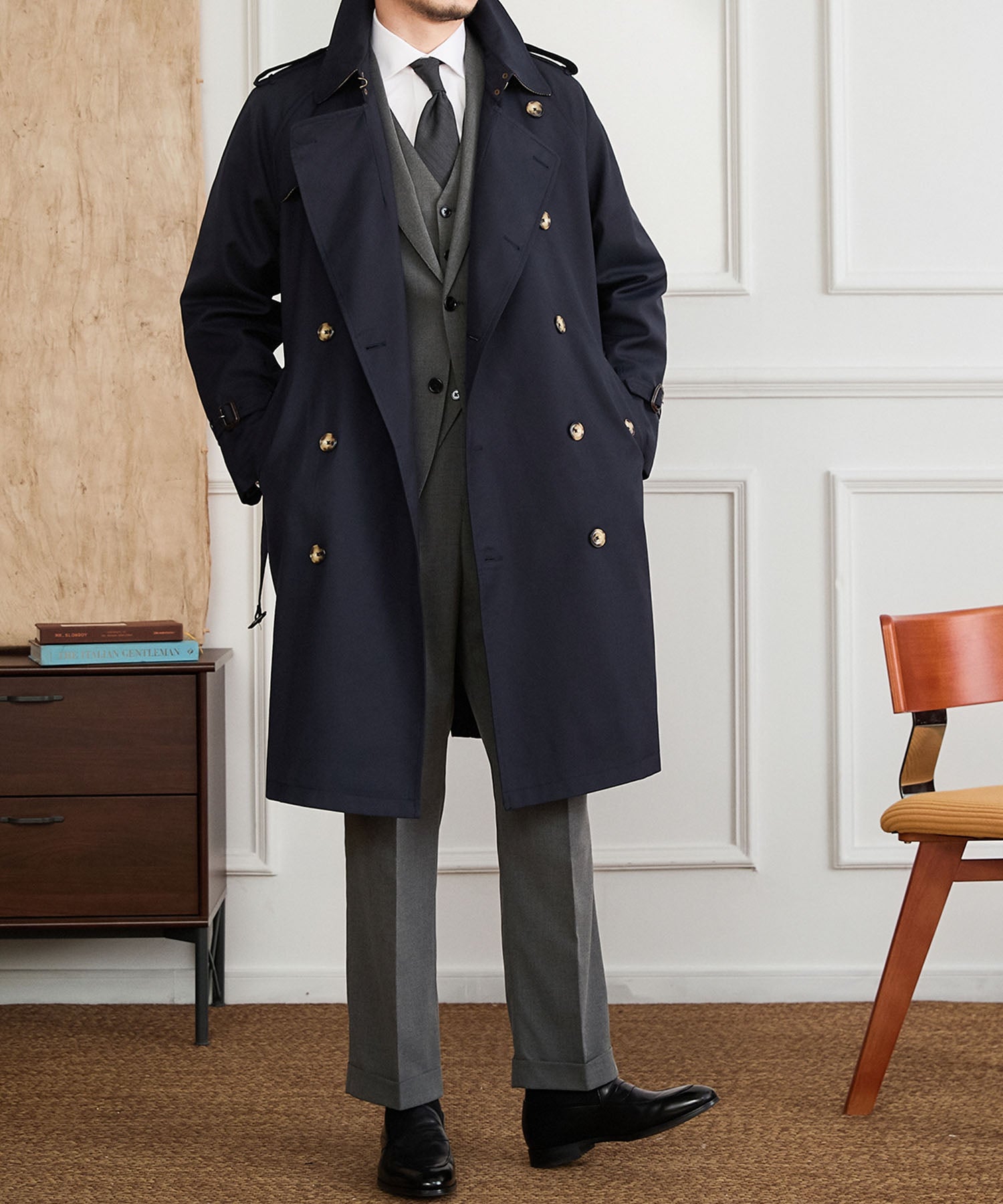 【NEW ITEM】レギュラーフィット えポーレット ガンフラップ コットンギャバジン スラッシュポケット 機能性抜群 防寒 シワになりにくい トレンチ コート