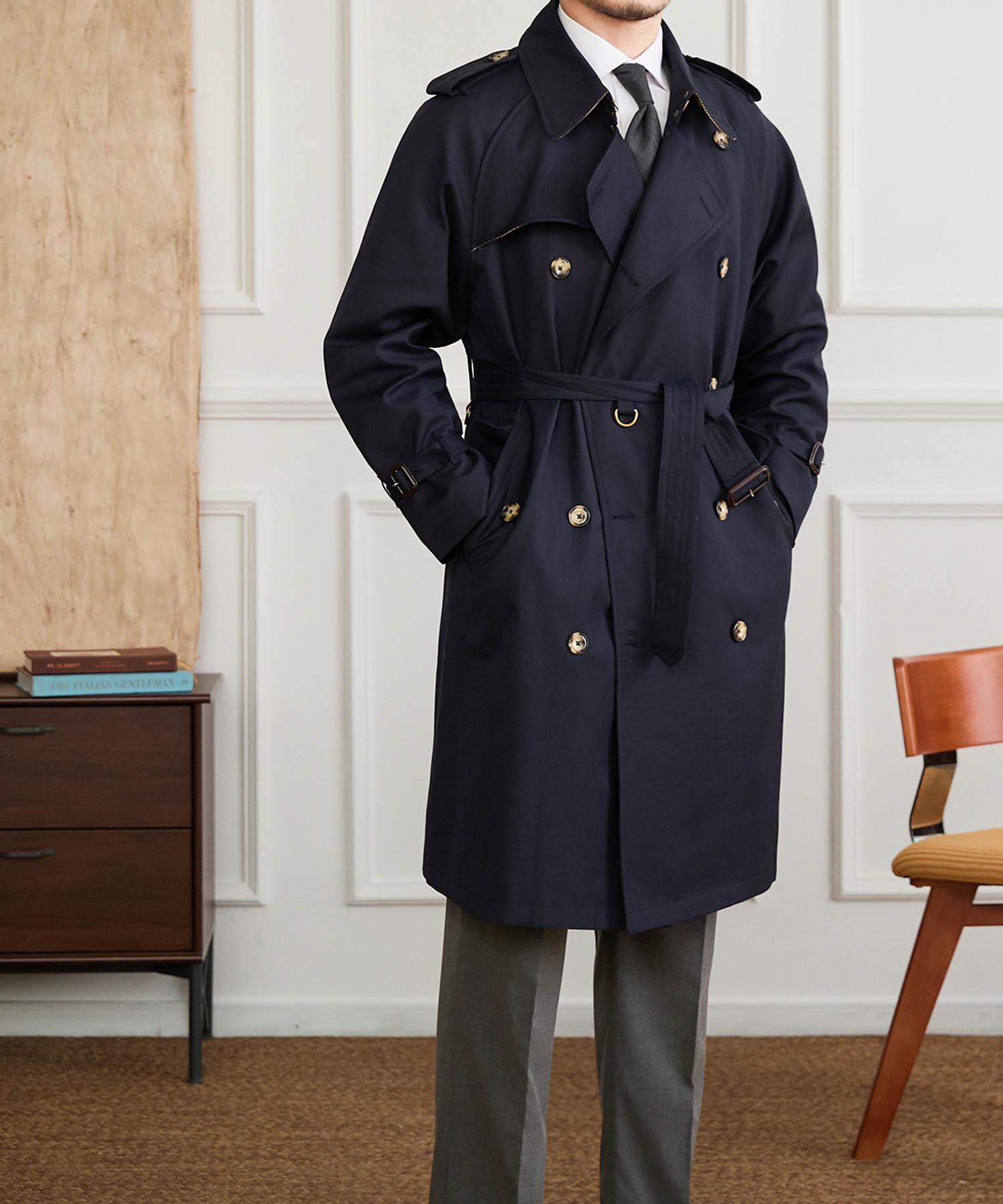 【NEW ITEM】レギュラーフィット えポーレット ガンフラップ コットンギャバジン スラッシュポケット 機能性抜群 防寒 シワになりにくい トレンチ コート