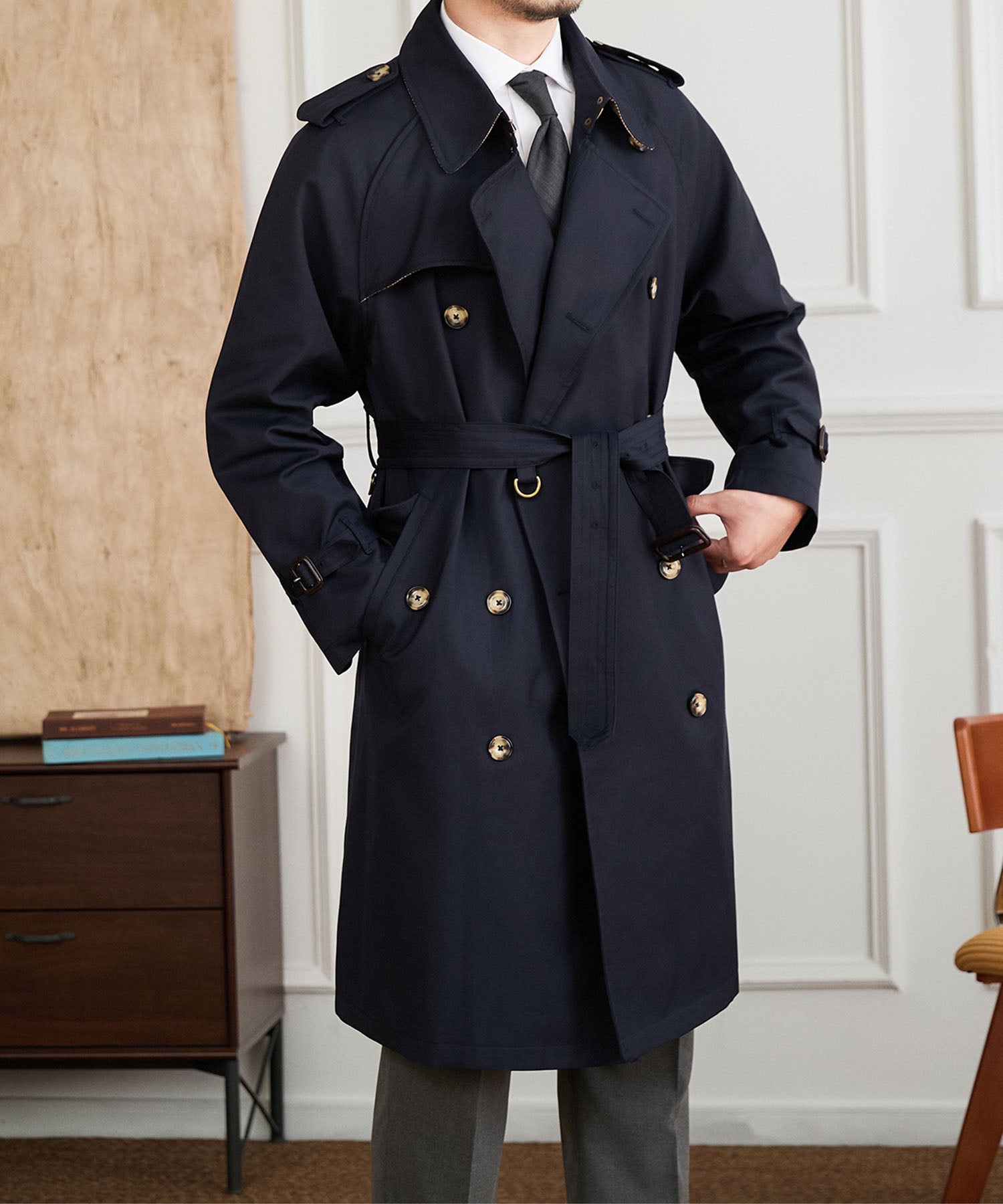 【NEW ITEM】レギュラーフィット えポーレット ガンフラップ コットンギャバジン スラッシュポケット 機能性抜群 防寒 シワになりにくい トレンチ コート