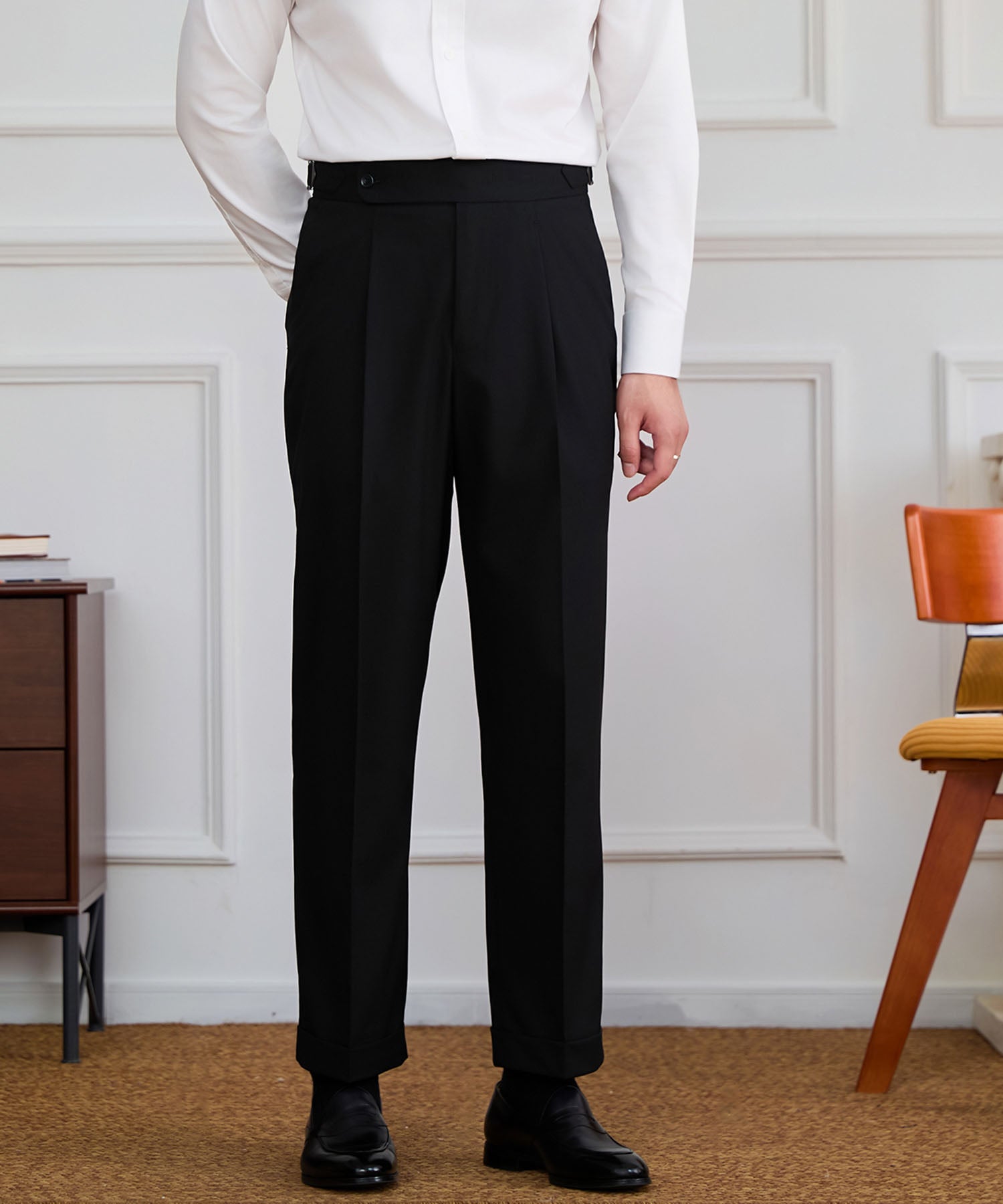 【NEW ITEM】スリムフィット シングルブレスト ノッチドラペル ベーシック スタンダード 機能性抜群 シワになりにくい エレガント スリーピース セットアップ