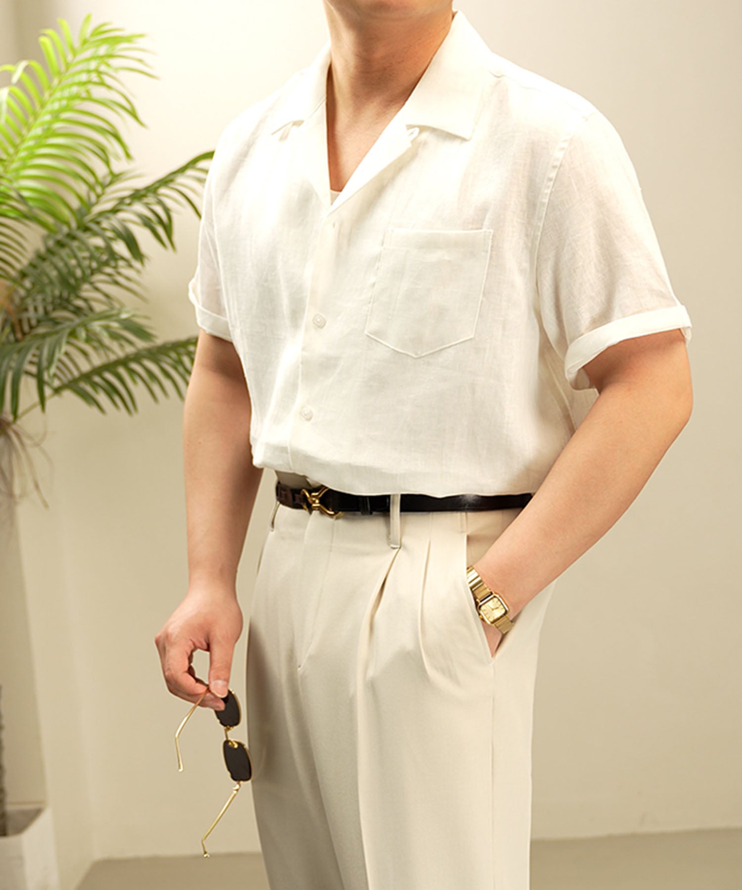 【NEW ITEM】スリムフィット 機能性抜群 通気性抜群 シワになりにくい 麻 天然素材 清潔感 清涼感 ベーシック ショートスリーブ シャツ