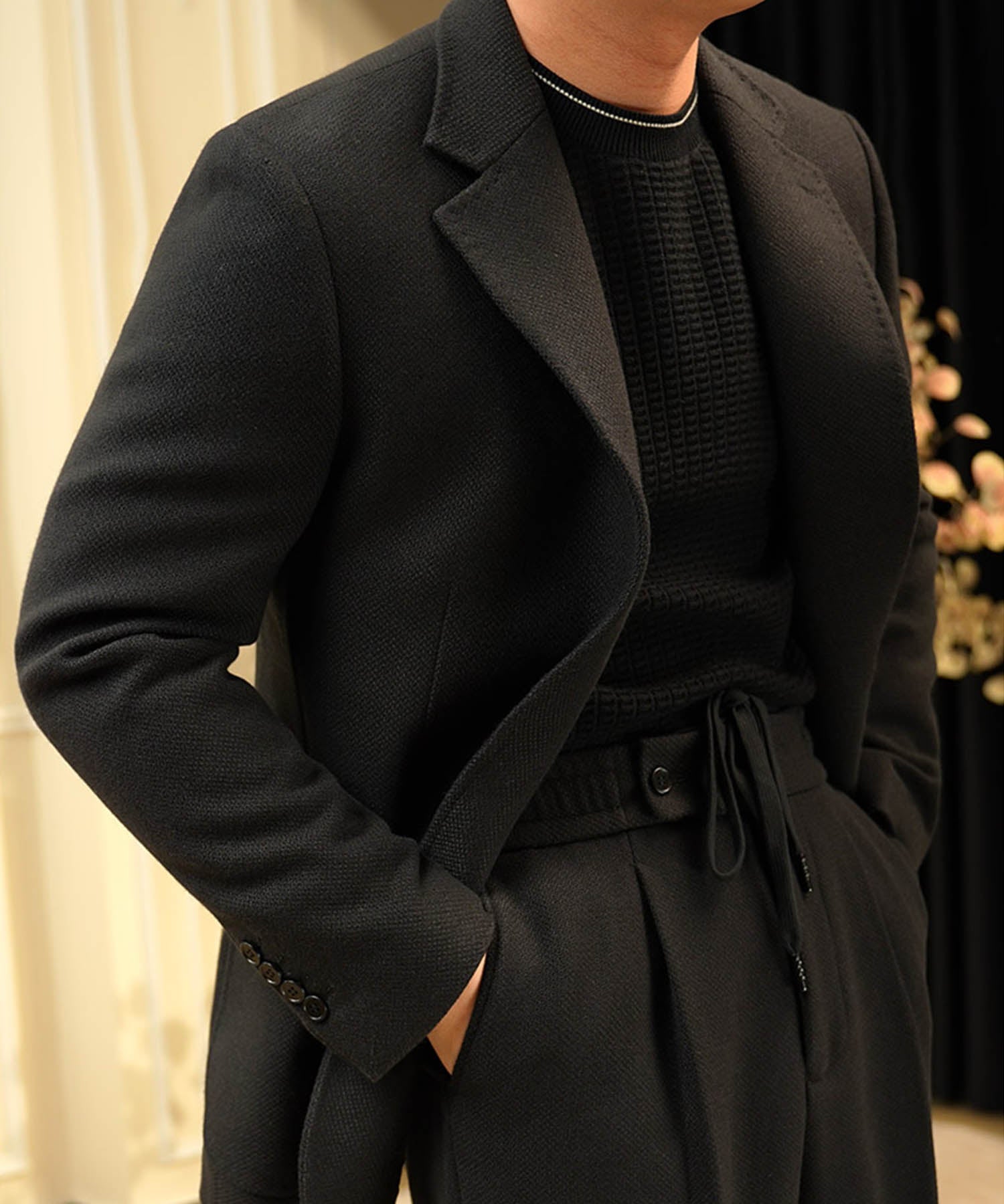 【NEW ITEM】スリムフィット シングルブレスト ノッチドラペル パッチポケット クラシック スタンダード 機能性抜群 シワになりにくい エレガント セットアップ