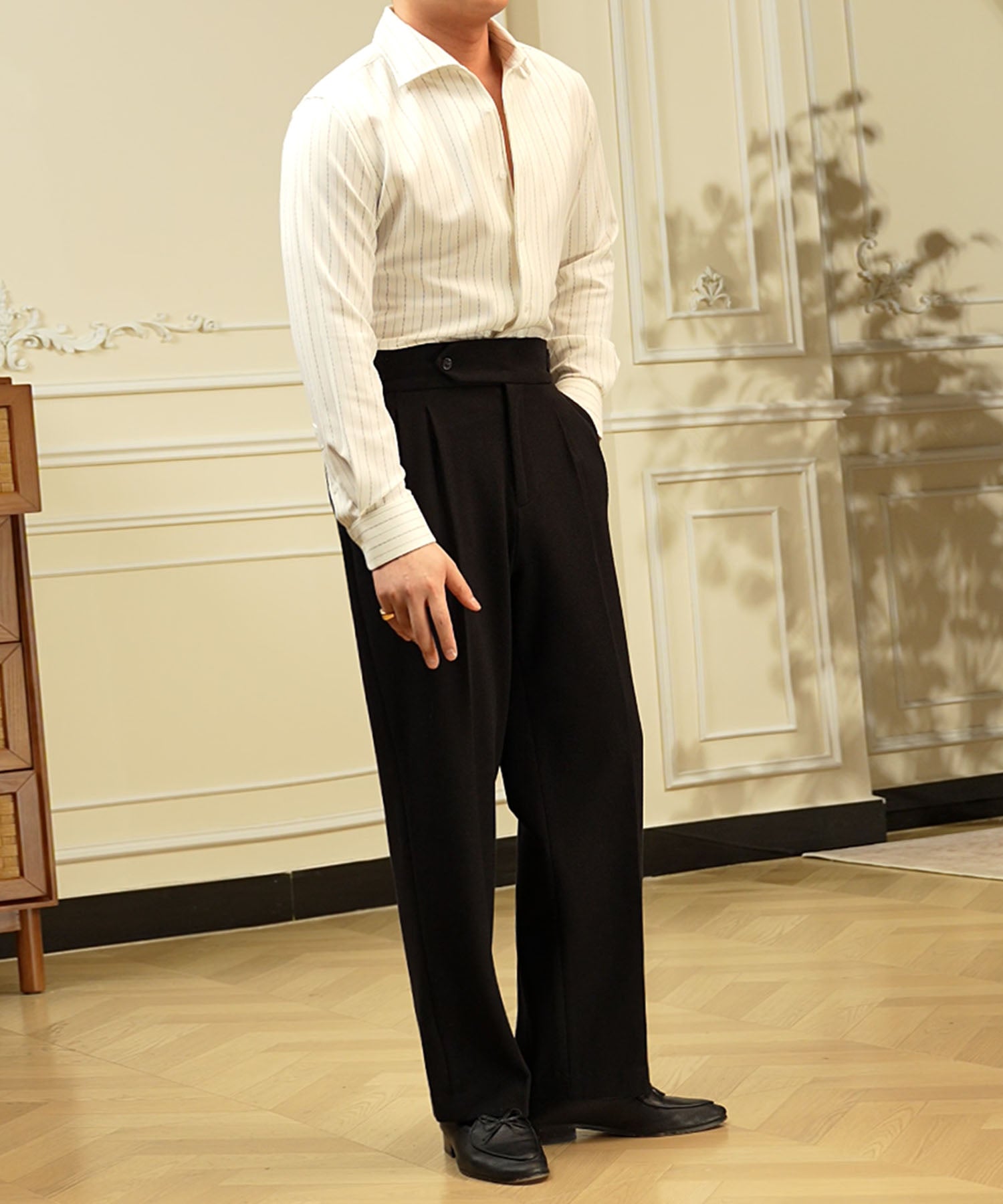 【NEW ITEM】レギュラーフィット ストライプ 着心地抜群 シワになりにくい 清潔感 カッタウェイ ロングスリーブ シャツ