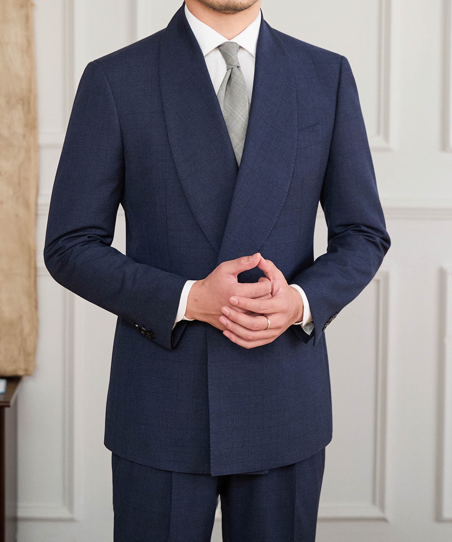 【NEW ITEM】スリムフィット ダブルブレスト 2つボタン ワイド ショールカラー 玉縁ポケット ミニマル クラシック スタンダード 機能性抜群 シワになりにくい エレガント セットアップ