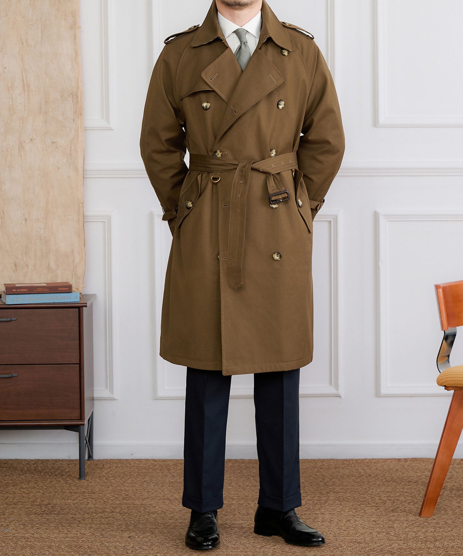 【NEW ITEM】レギュラーフィット えポーレット ガンフラップ コットンギャバジン スラッシュポケット 機能性抜群 防寒 シワになりにくい トレンチ コート