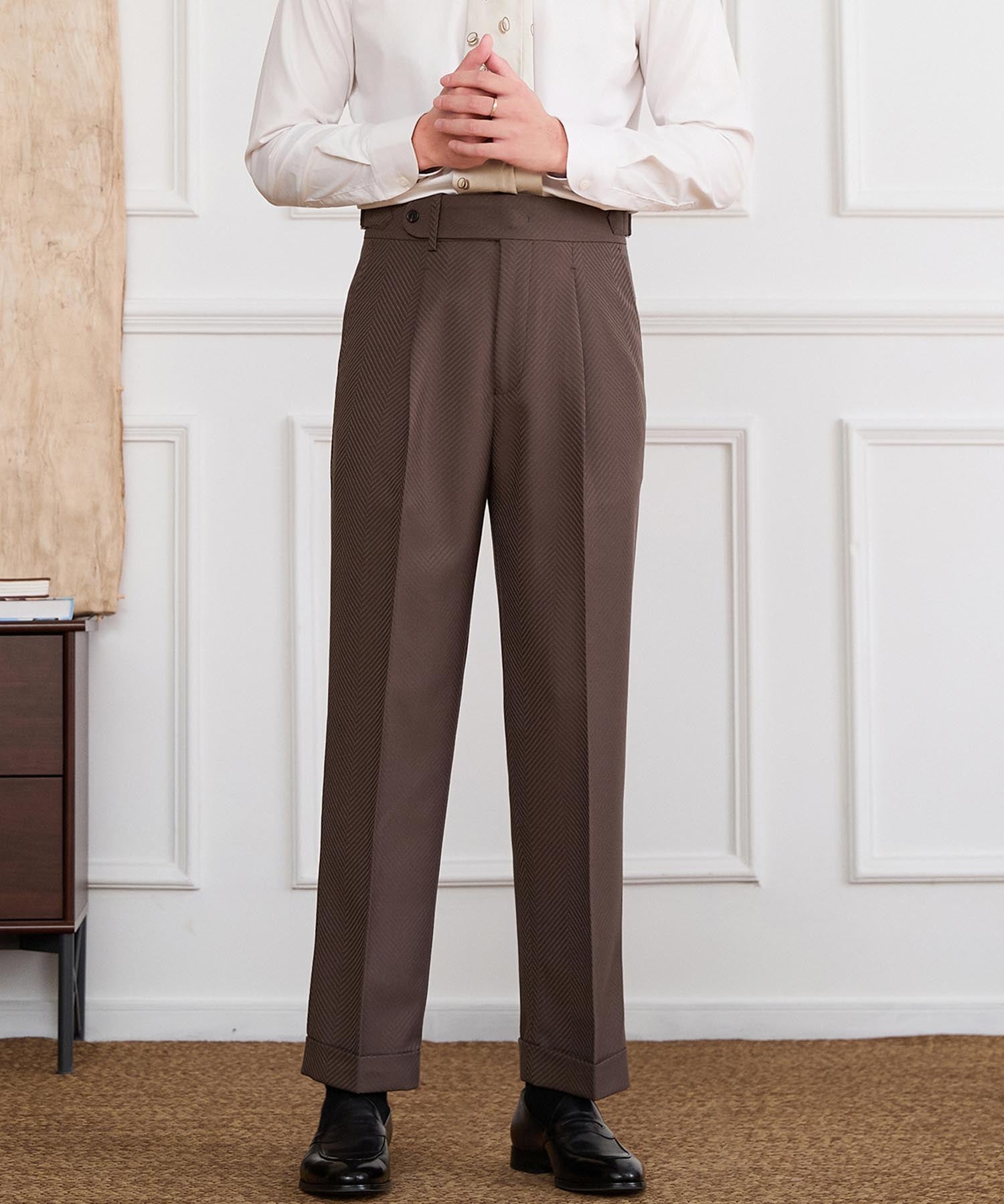 NEW ITEM】スリムフィット 1つボタン ウエストサイドベルト サイズ調整