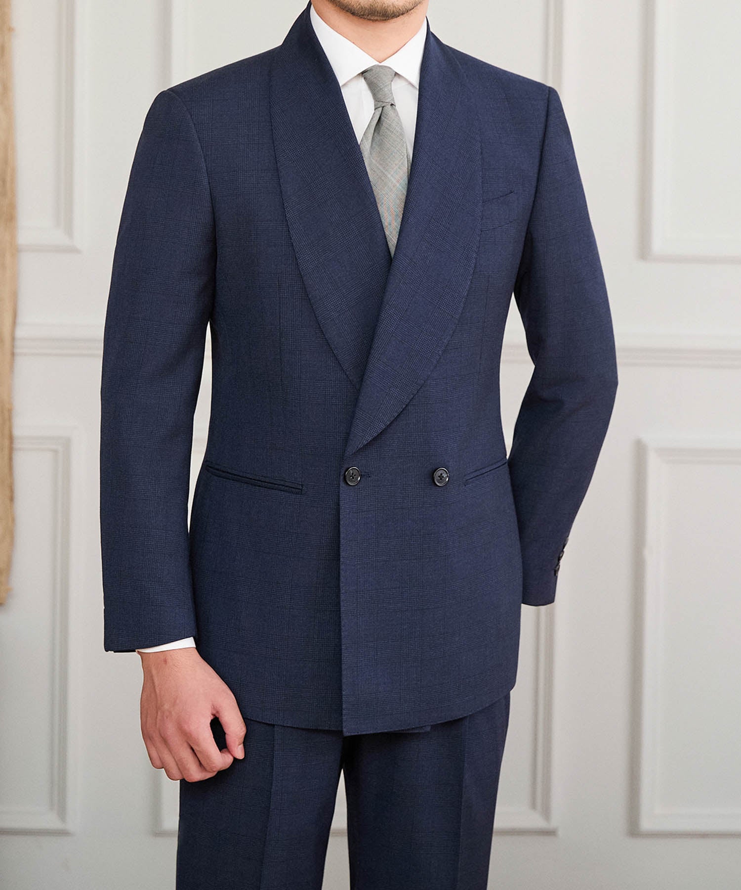 【NEW ITEM】スリムフィット ダブルブレスト 2つボタン ワイド ショールカラー 玉縁ポケット ミニマル クラシック スタンダード 機能性抜群 シワになりにくい エレガント セットアップ