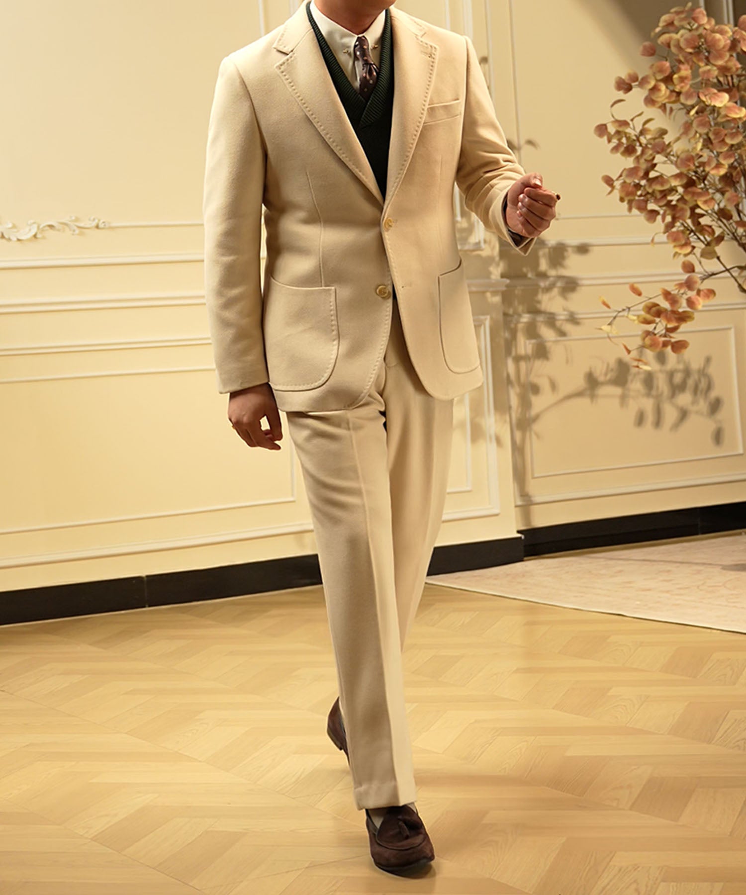 【NEW ITEM】スリムフィット シングルブレスト ノッチドラペル パッチポケット クラシック スタンダード 機能性抜群 シワになりにくい エレガント セットアップ