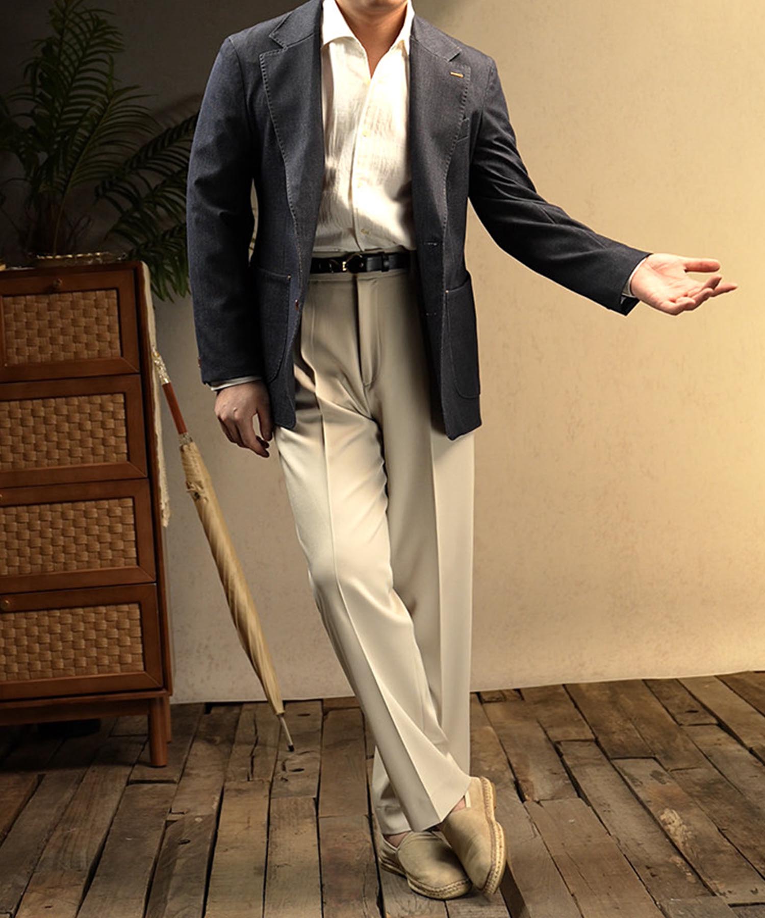 【NEW ITEM】スリムフィット 無地 リネン 異素材ミックス 機能性抜群 シワになりにくい 清潔感 ロングスリーブ ミニマル エレガント スマート シャツ