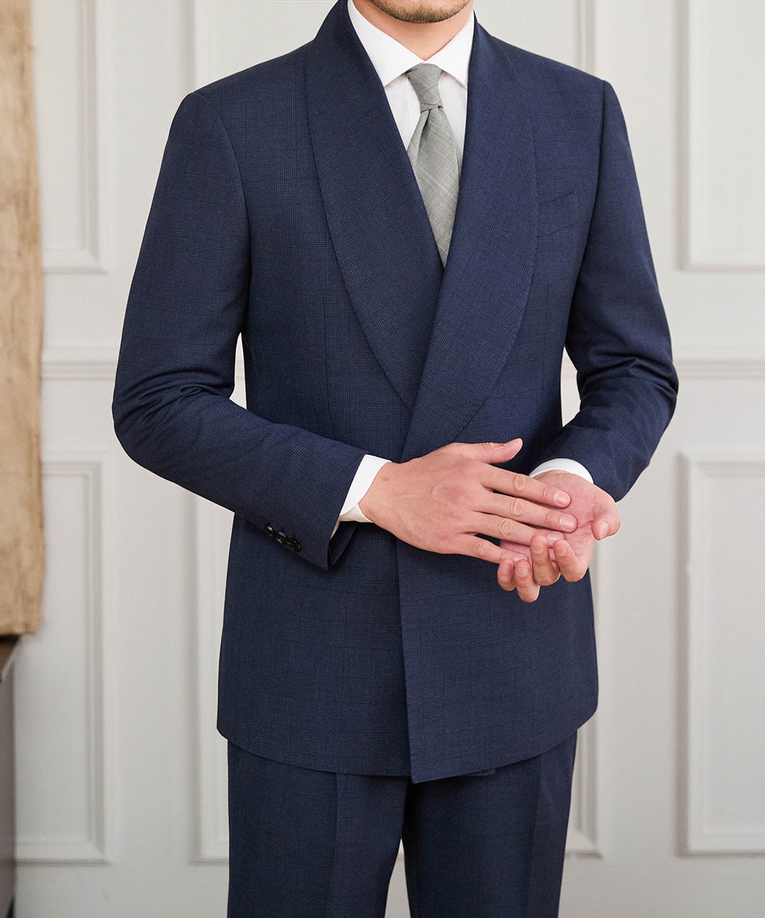 【NEW ITEM】スリムフィット ダブルブレスト 2つボタン ワイド ショールカラー 玉縁ポケット ミニマル クラシック スタンダード 機能性抜群 シワになりにくい エレガント セットアップ