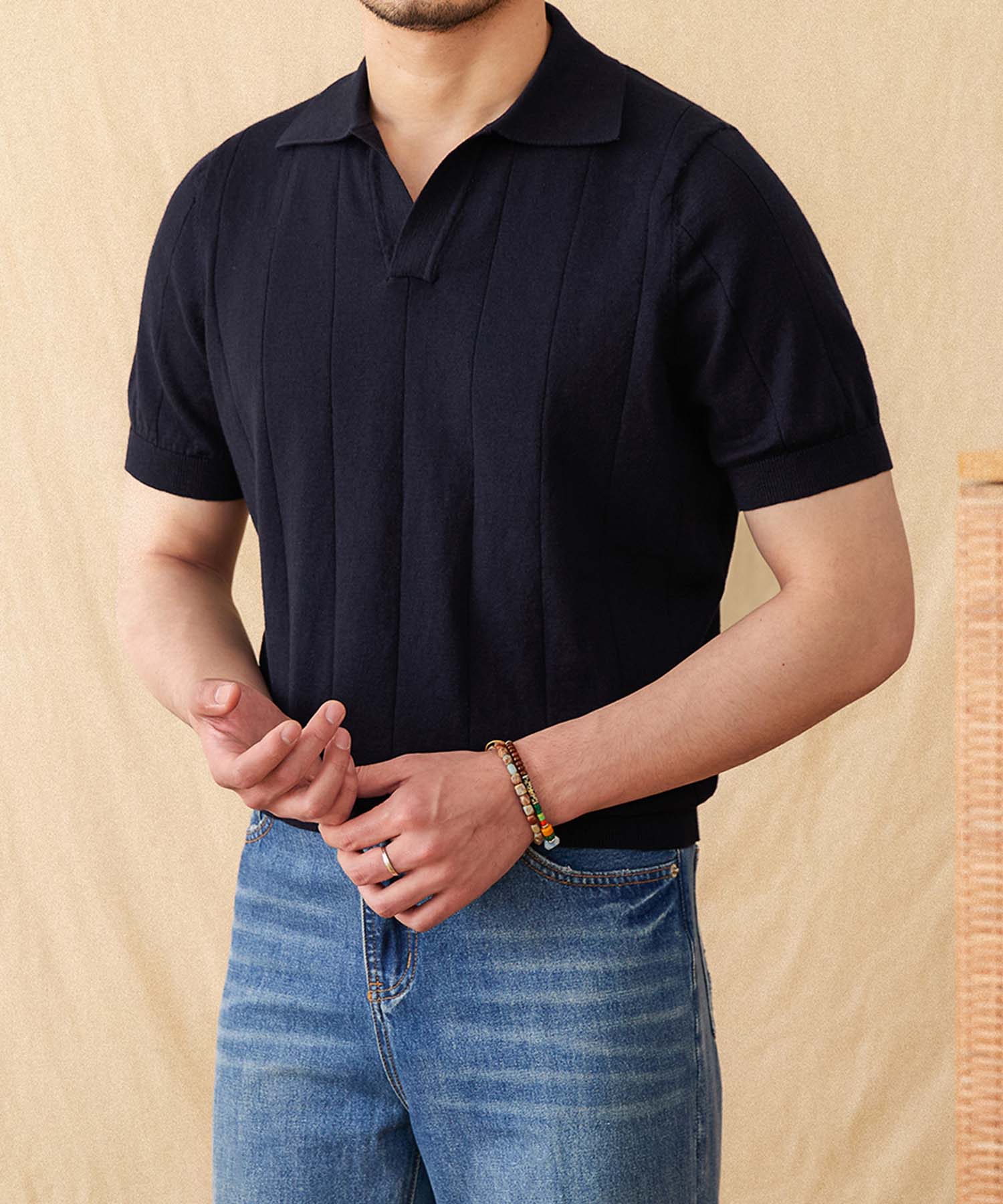 【NEW ITEM】スリムフィット 機能性抜群 シワになりにくい 麻 綿 異素材 清潔感 スタンダード ショートスリーブ ポロシャツ