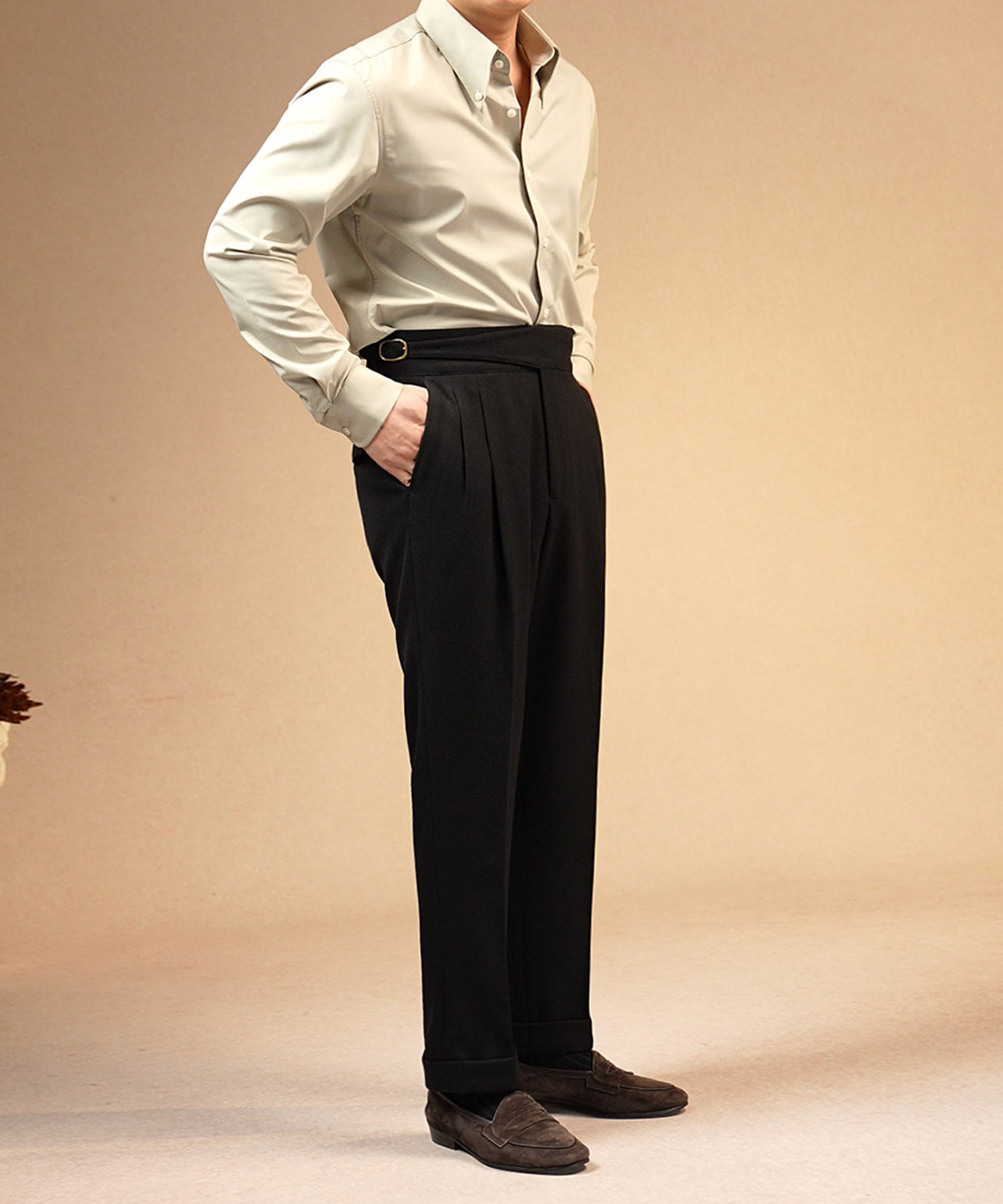 【NEW ITEM】スリムフィット ロングカラー ボタンダウン 無地 機能性抜群 シワになりにくい 清潔感 ロングスリーブ ミニマル エレガンス シャツ