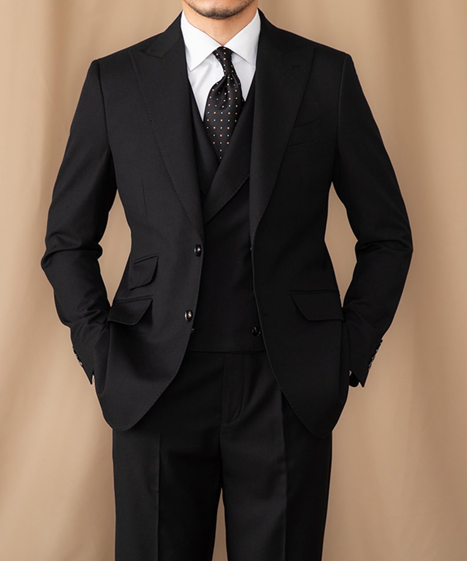 スリムフィット シングルブレスト ピークドラペル ジャケット 2つボタン フラップ チェンジポケット ダブルブレスト ベスト 綿 機能性抜群 シワになりにくい ベーシック テーラード スリーピース セットアップ