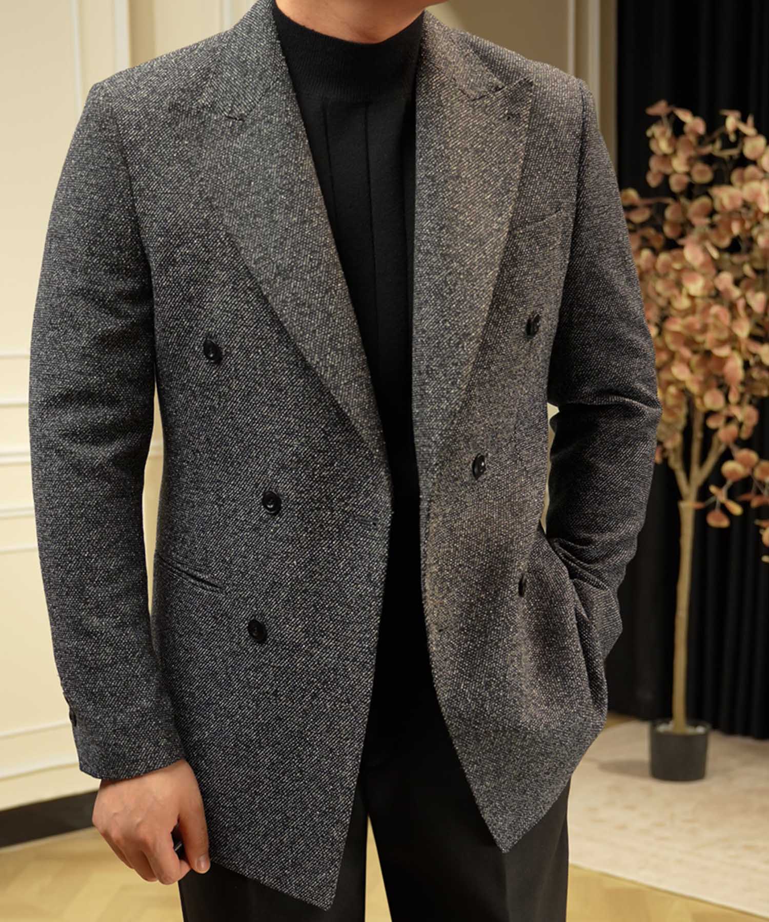 NEW ITEM】レギュラーフィット ダブルブレスト 6つボタン 絣 玉