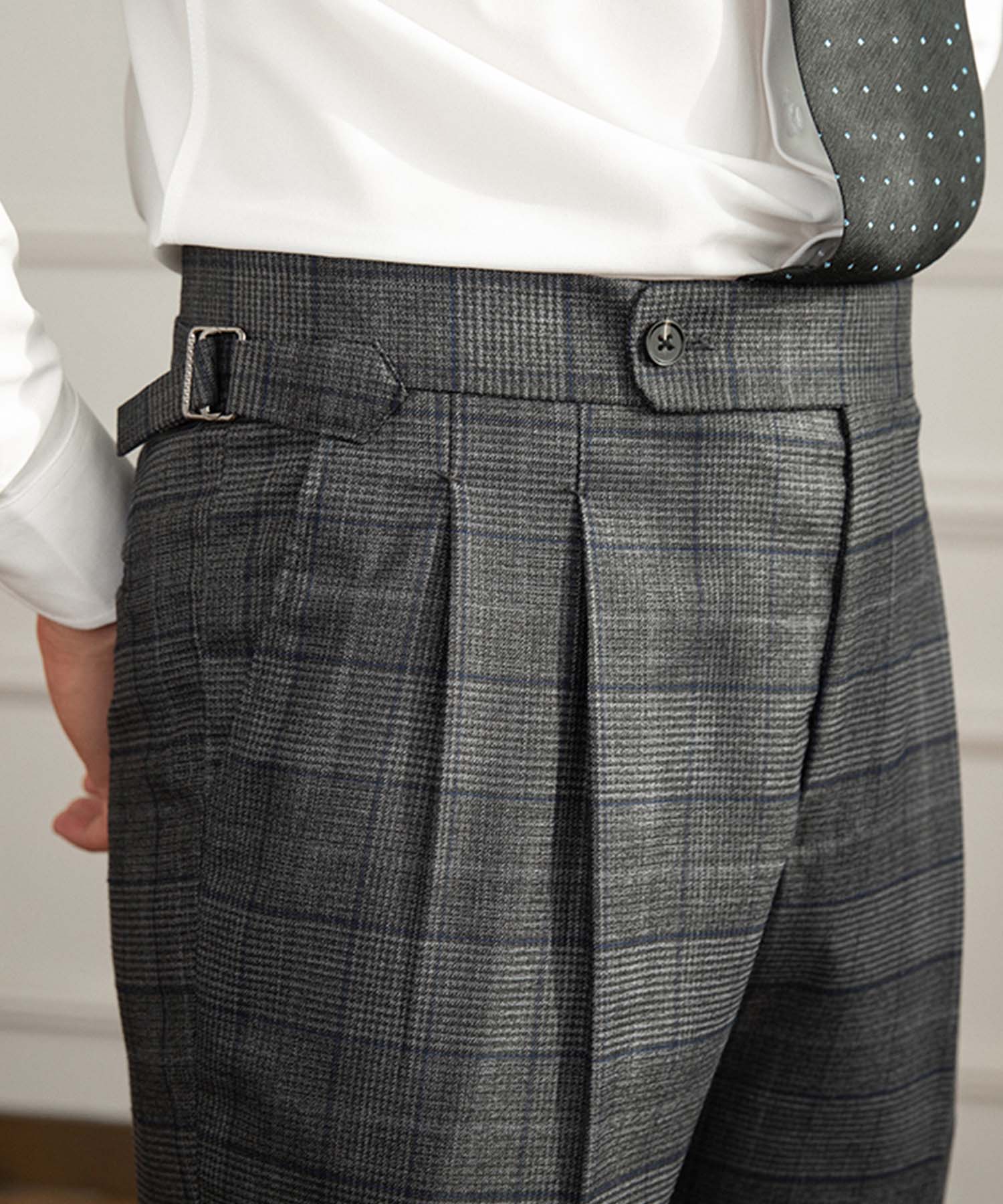 【ドラマ着用】スリムフィット シングルブレスト ピークドラペル ジャケット 2つボタン グレンチェック パッチポケット ダブルブレスト ベスト 機能性抜群 シワになりにくい エレガント テーラード スリーピース セットアップ