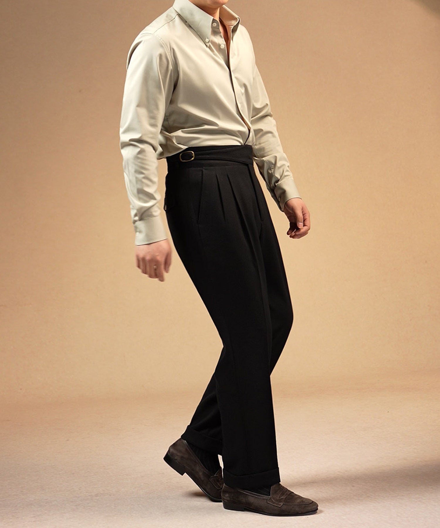 【NEW ITEM】スリムフィット ロングカラー ボタンダウン 無地 機能性抜群 シワになりにくい 清潔感 ロングスリーブ ミニマル エレガンス シャツ