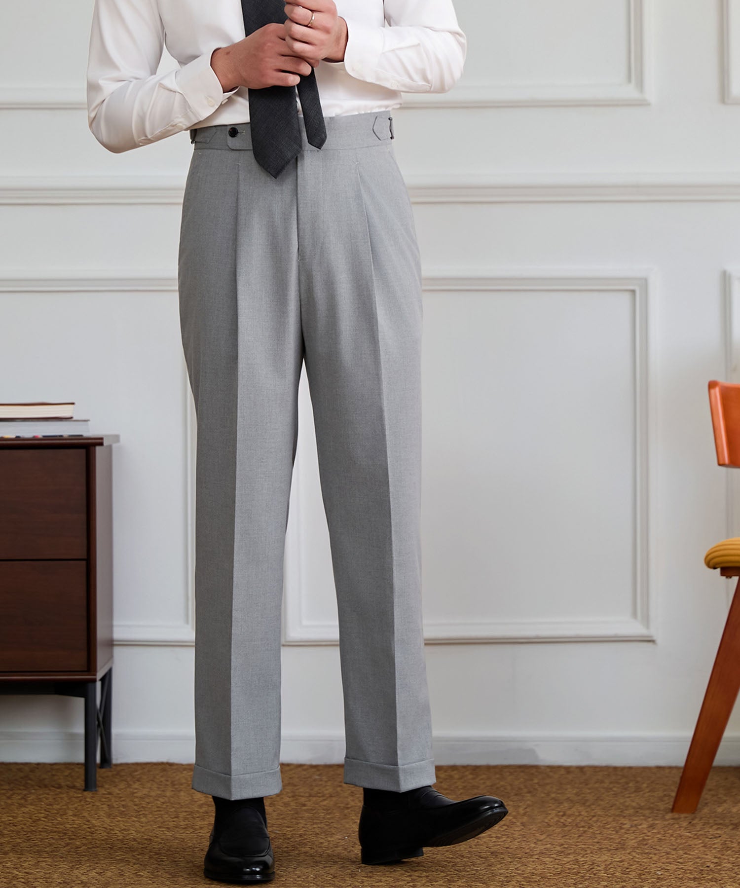 【NEW ITEM】スリムフィット シングルブレスト ノッチドラペル ベーシック スタンダード 機能性抜群 シワになりにくい エレガント スリーピース セットアップ