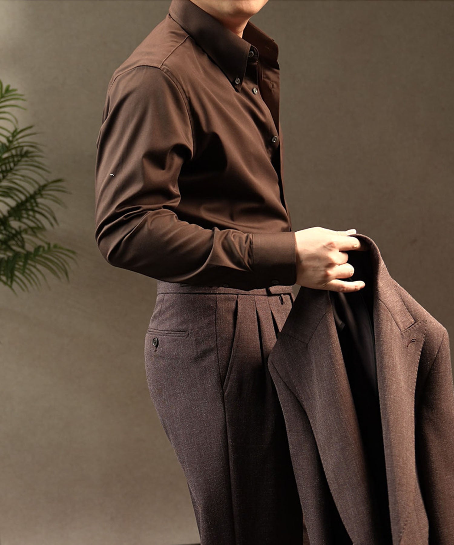 【NEW ITEM】スリムフィット ロングカラー ボタンダウン 無地 機能性抜群 シワになりにくい 清潔感 ロングスリーブ ミニマル エレガンス シャツ