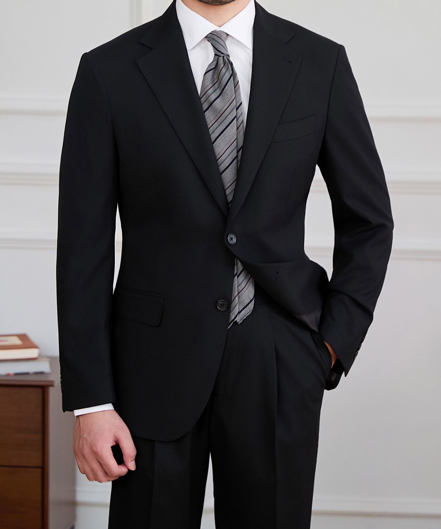 【NEW ITEM】スリムフィット シングルブレスト ノッチドラペル フラップポケット ベーシック スタンダード 機能性抜群 シワになりにくい エレガント セットアップ