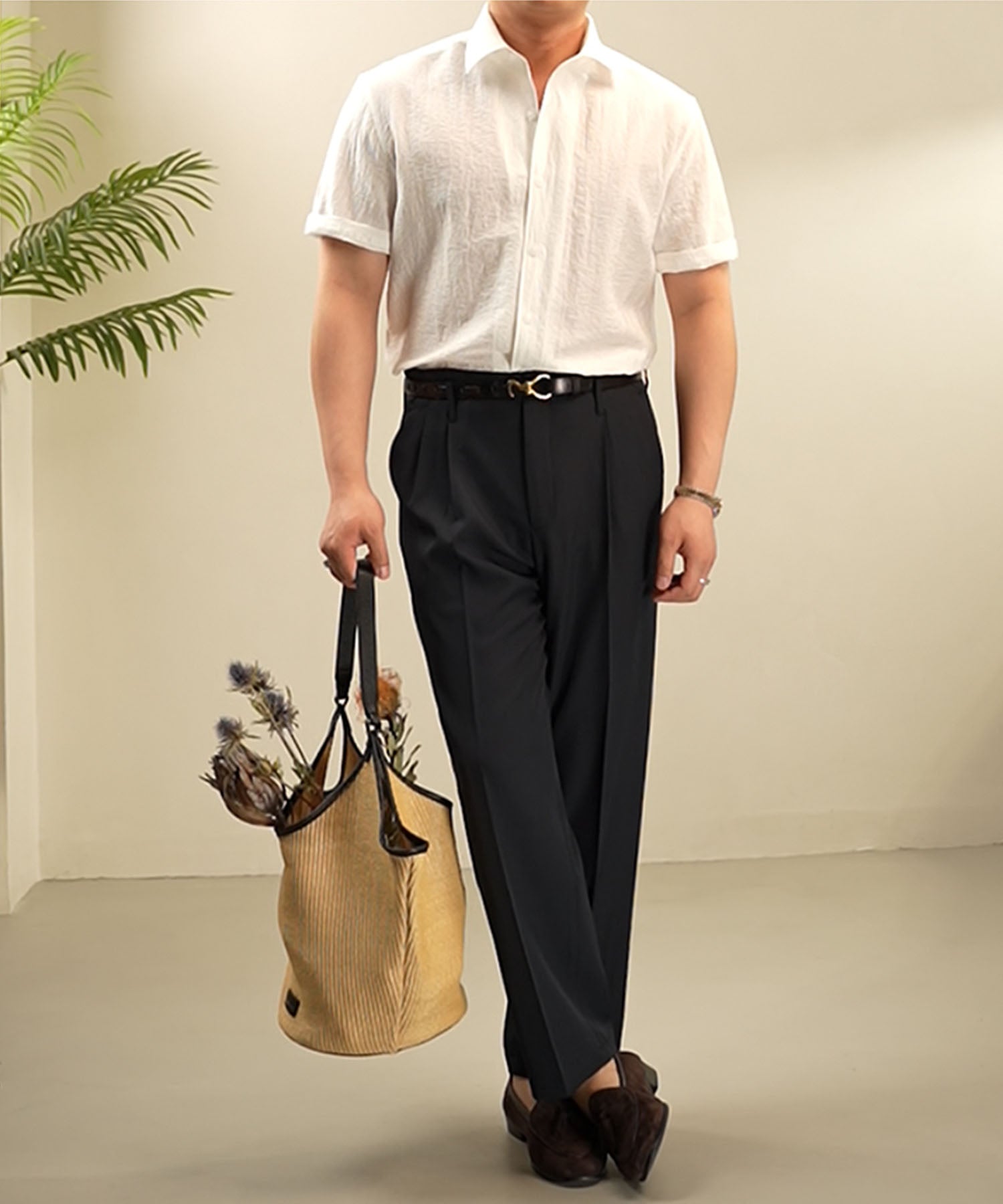 【NEW ITEM】スリムフィット 機能性抜群 通気性抜群 異素材 シワになりにくい 清潔感 清涼感 エレガンス トップス ショートスリーブ シャツ
