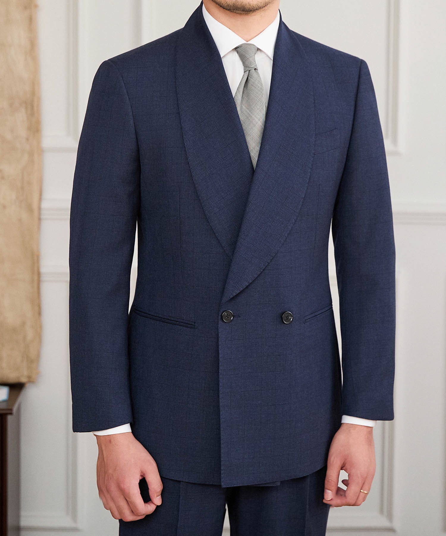 【NEW ITEM】スリムフィット ダブルブレスト 2つボタン ワイド ショールカラー 玉縁ポケット ミニマル クラシック スタンダード 機能性抜群 シワになりにくい エレガント セットアップ