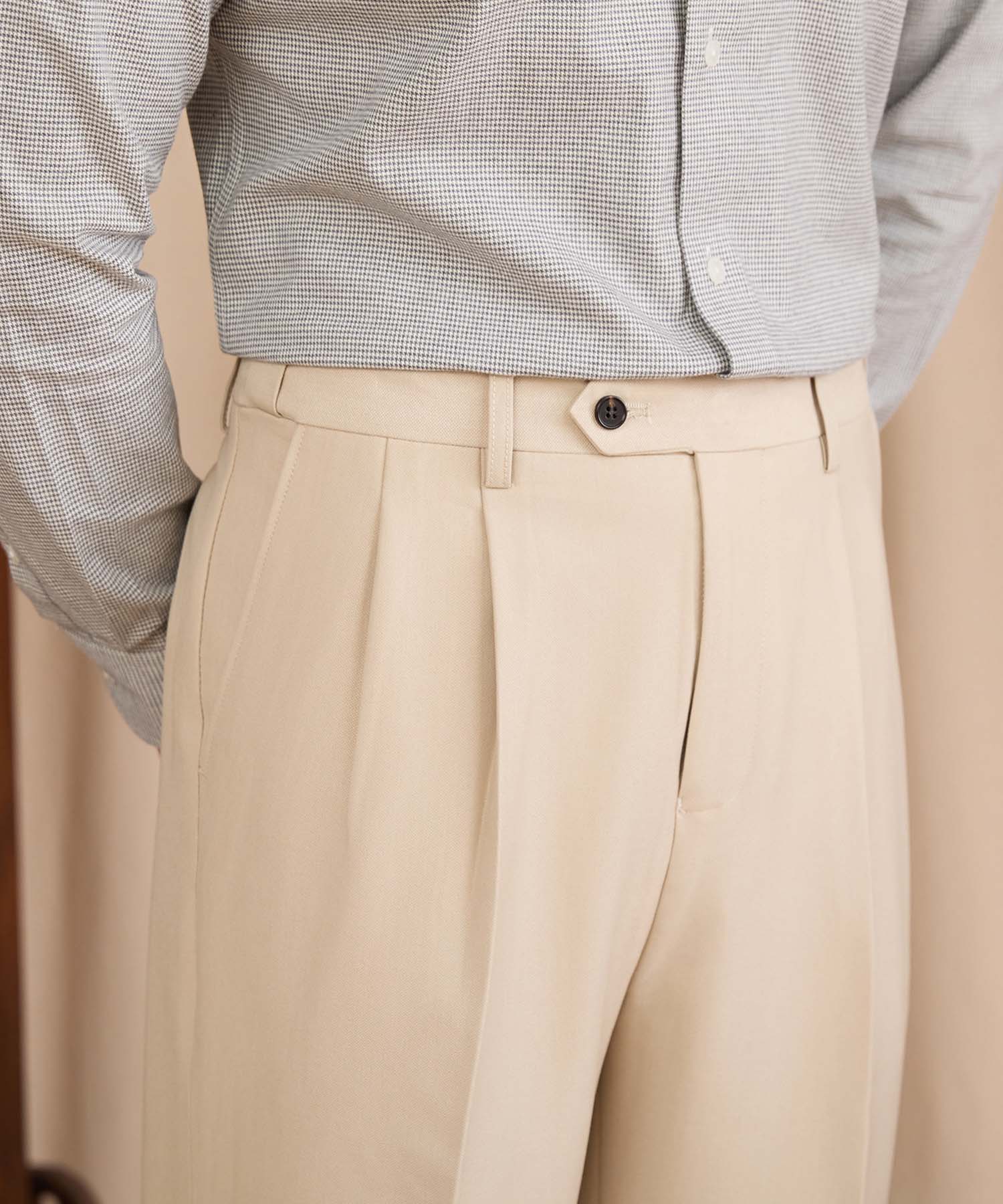 【NEW ITEM】レギュラーフィット 1つボタン ツータック クリース シワになりにくい モダン クラシック ダブル トラウザー パンツ スラックス ズボン