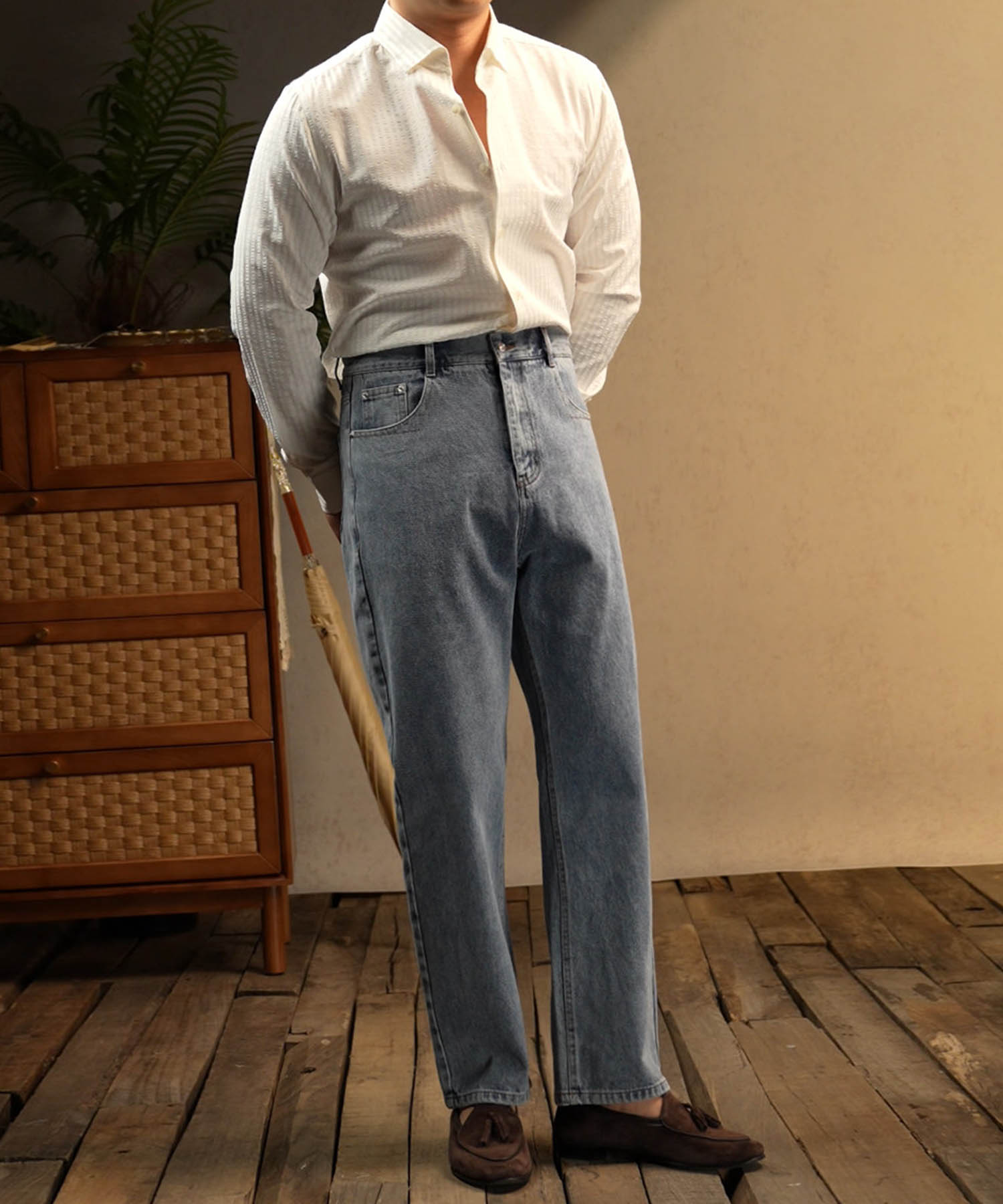 【NEW ITEM】スリムフィット ストライプ 柄 機能性抜群 シワになりにくい 清潔感 ロングスリーブ ミニマル エレガンス スマート テクスチャー シャツ