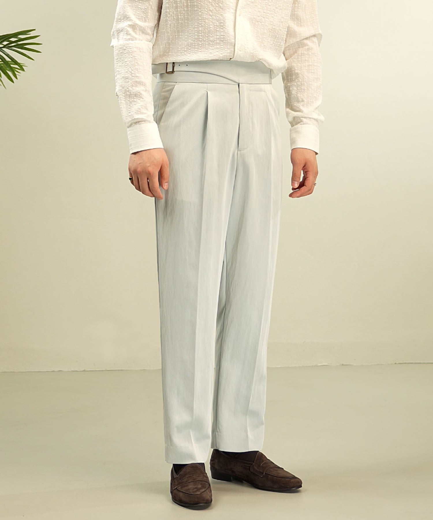 スリムフィット 異素材 ウエストサイドベルト サイドアジャスター D