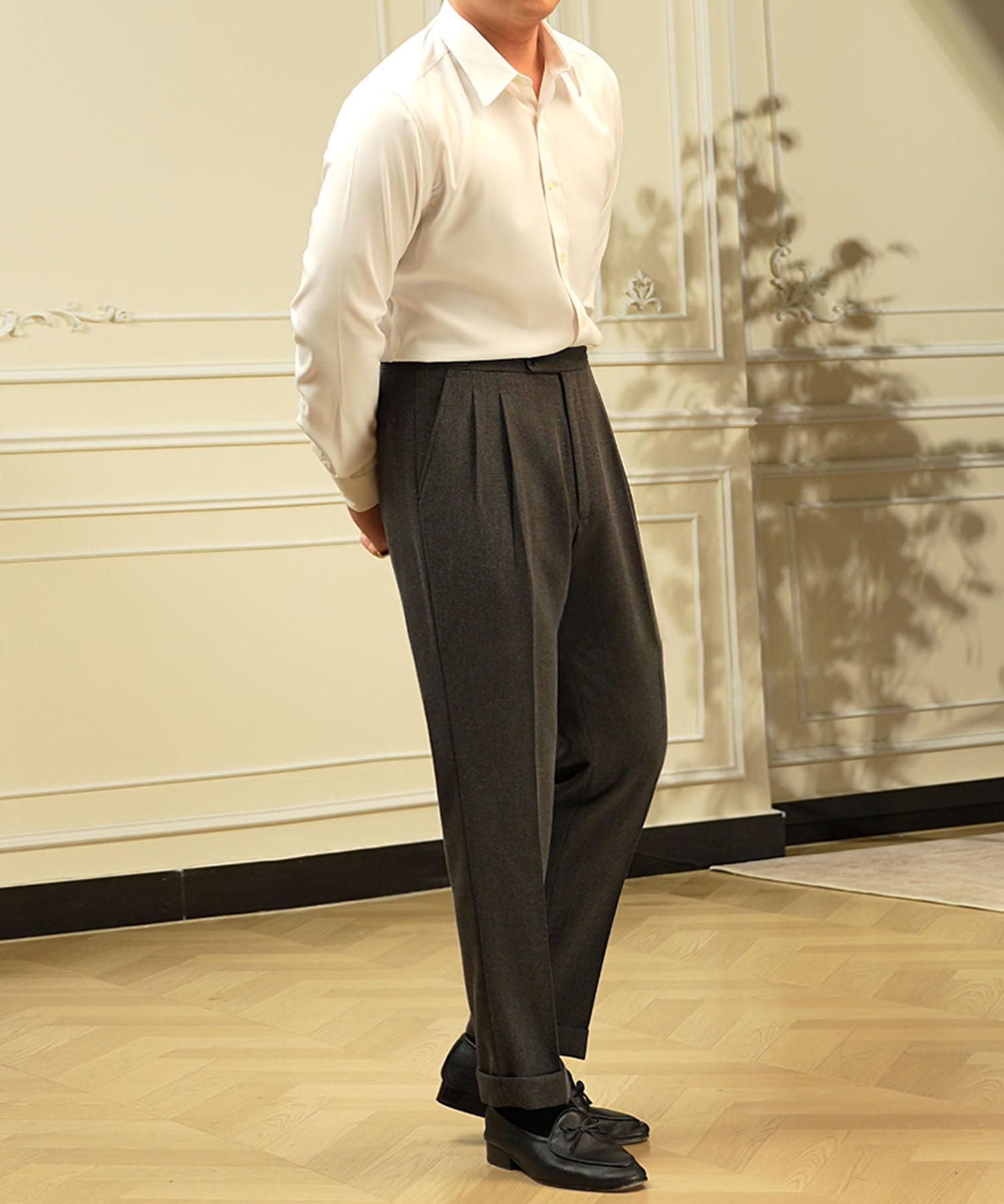 【NEW ITEM】スリムフィット 無地 機能性抜群 シワになりにくい 清潔感 ロングスリーブ ミニマル エレガンス シャツ