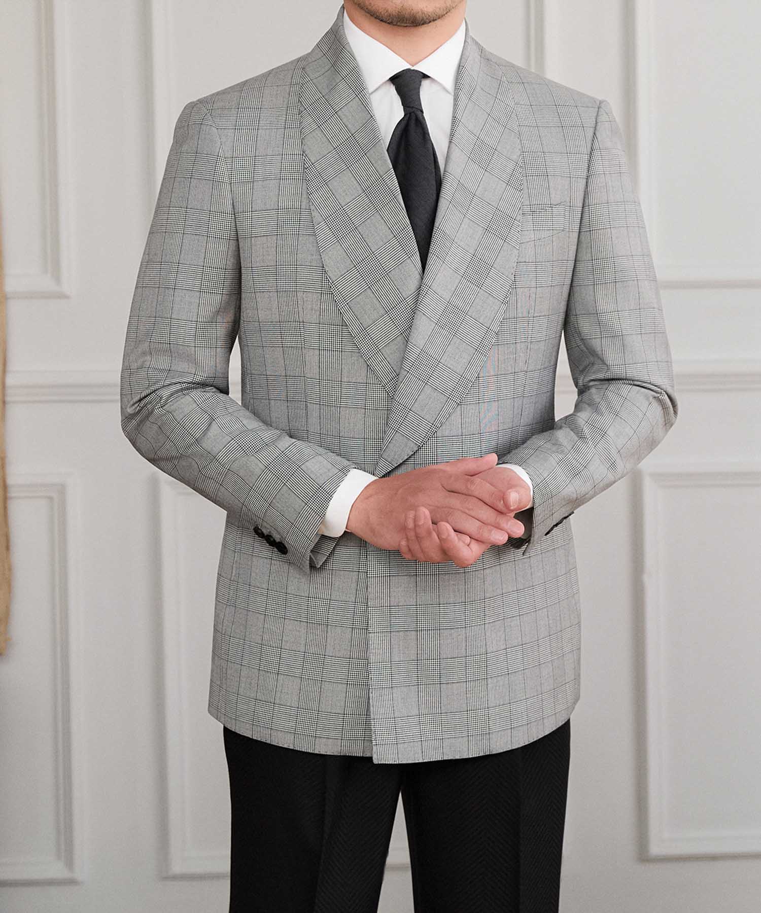 COMING SOON】スリムフィット ダブルブレスト 2つボタン グレン