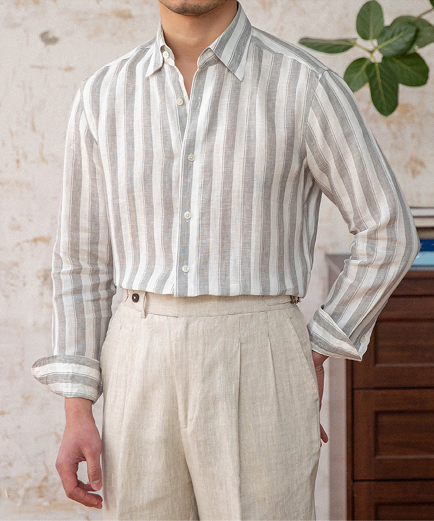 L*d様 RRL グレー ストライプ 34/32 新品未使用】RRL ダブルアールエル ストライプ コットン パンツ