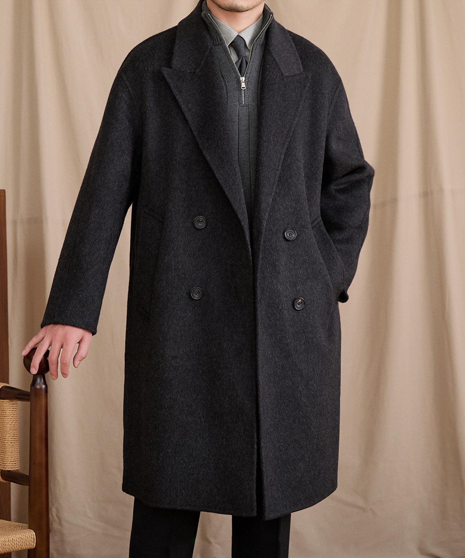 COMING SOON】レギュラーフィット ダブルブレスト 4つボタン ウール