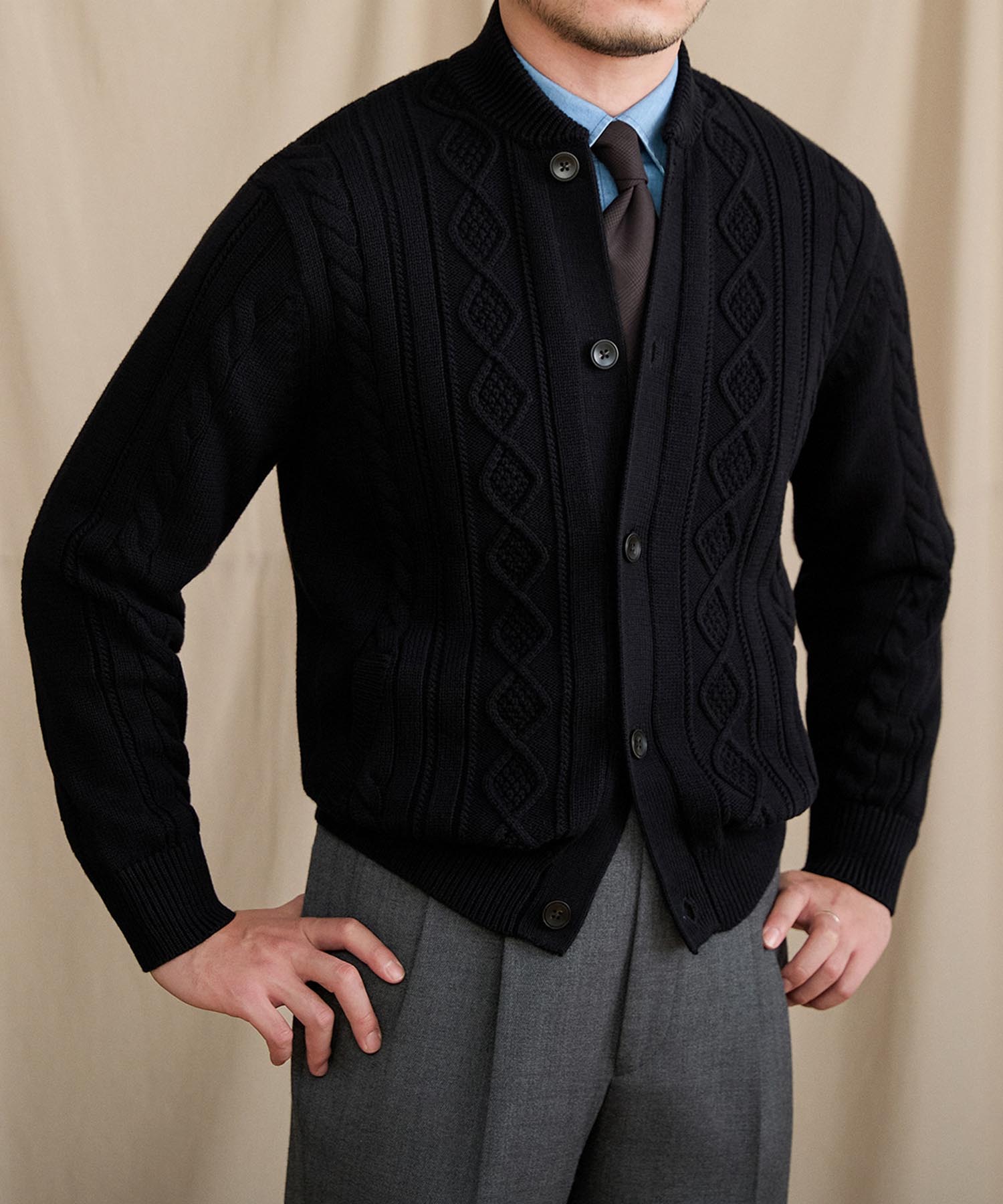 【NEW ITEM】スリムフィット 5つボタン 機能性抜群 綿 天然素材 ローゲージ シワになりにくい 清潔感 トップス リブ ニット カーディガン セーター