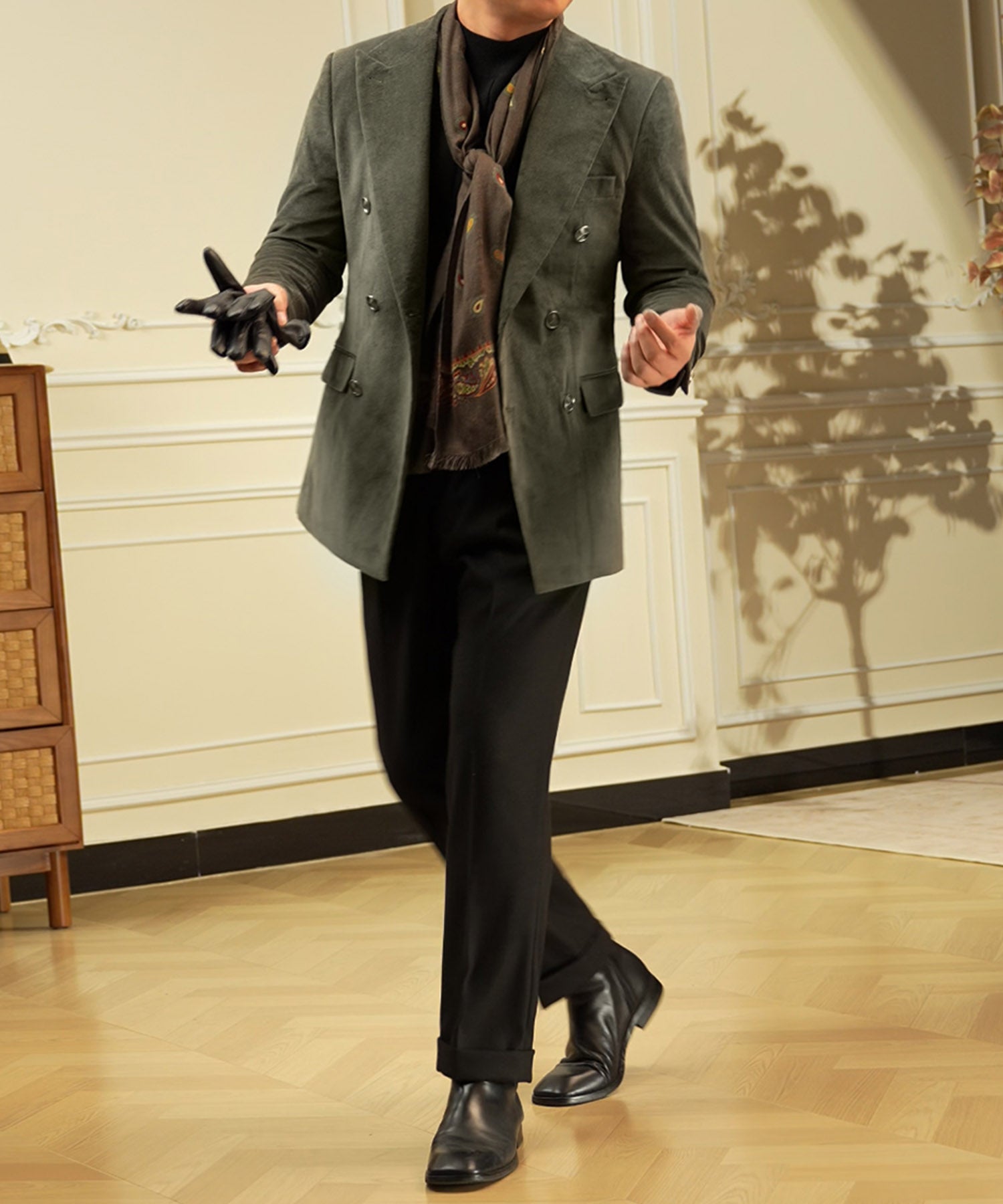 【NEW ITEM】スリムフィット ダブルブレスト 6つボタン 無地 綿 異素材 フラップポケット コーデュロイ 機能性抜群 シワになりにくい ピークドラペル テーラード ジャケット